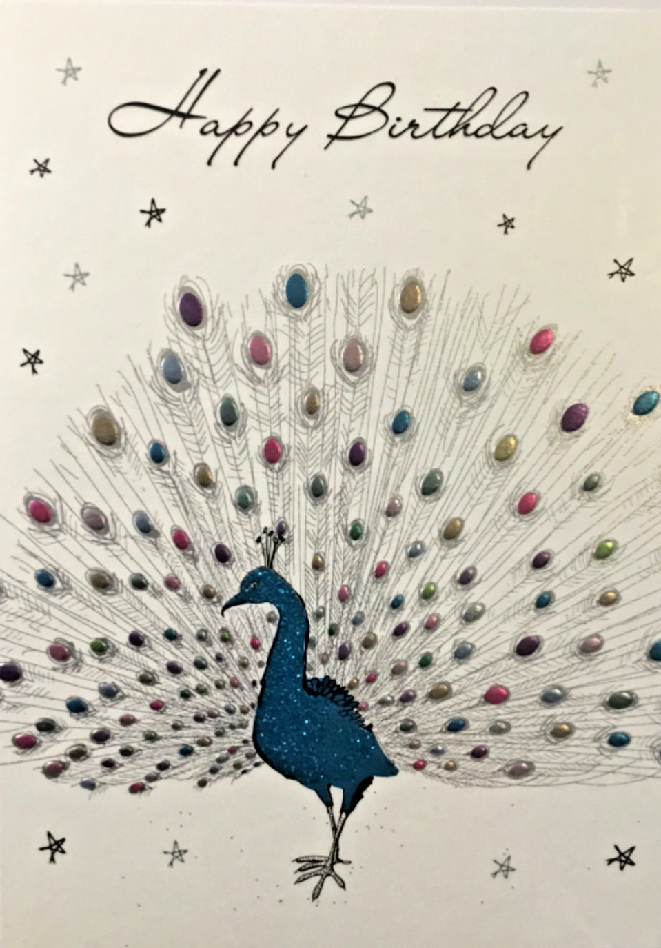 Notes & Queries- Birthday- Peacock- Embossed Foil and Glitter- United Kingdom