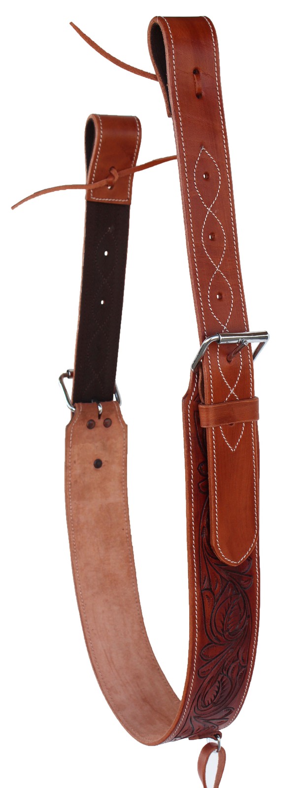 Horse Western Leather Tooled Back Rear Cinch Flank Girth w/ Off Billets 9760A