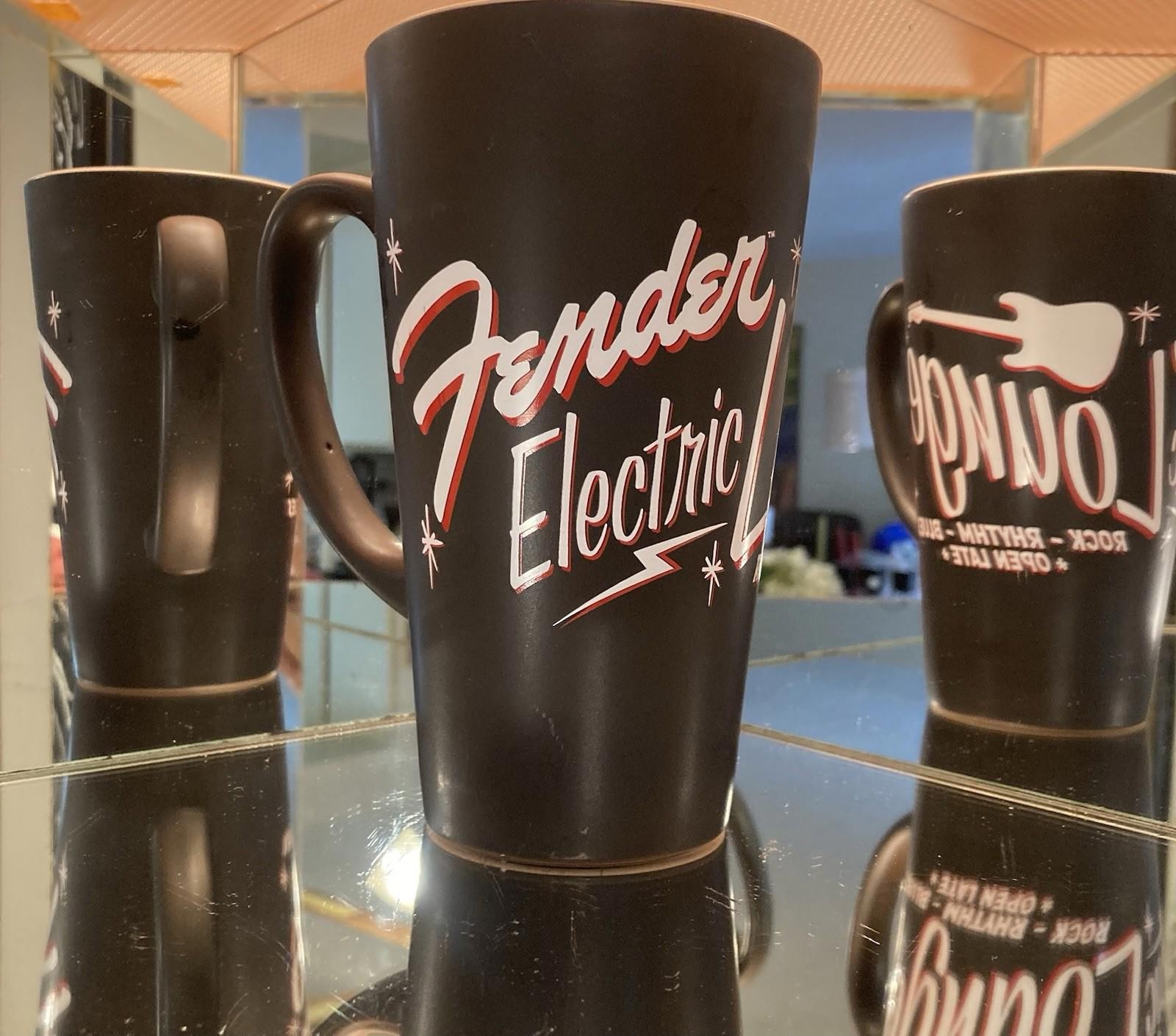 Genuine Fender Trademark Since 1946 Coffee Mug Guitar Heavy Diner Style,  V-Rare