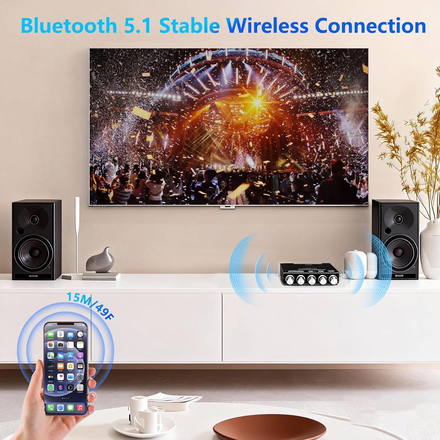 Bluetooth 5.1 Audio Stereo Amplifier Board,200W Hifi 2.1 Channel Mini Subwoofer
