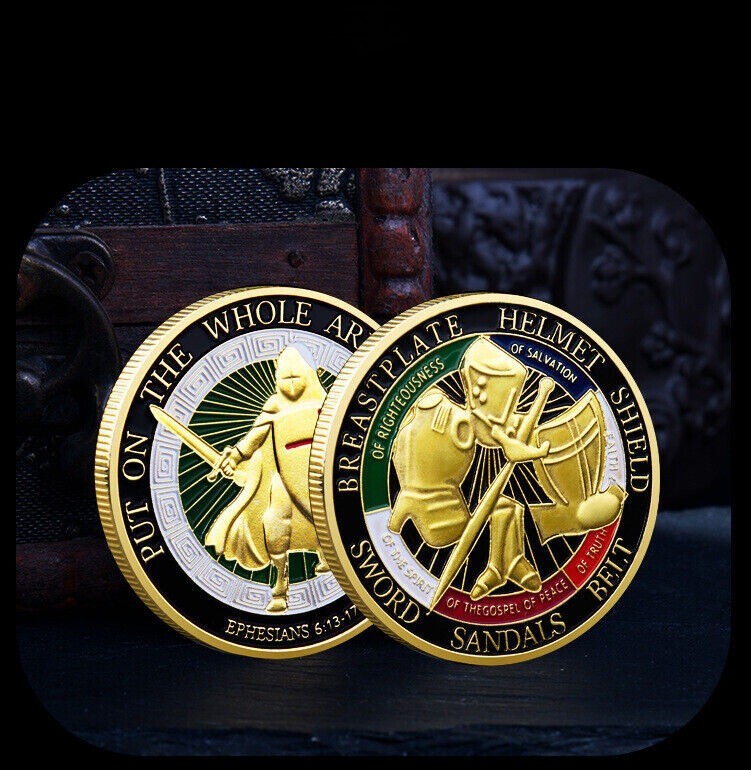 24PCS Put on the Whole Armor of God Commemorative Gold Challenge Coins Gift