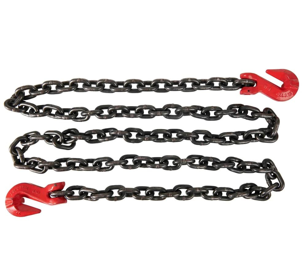 2 Pack G80 High Grade Transportation Chain w/ Grab Hooks - 3/8" x 16', 7100 l...