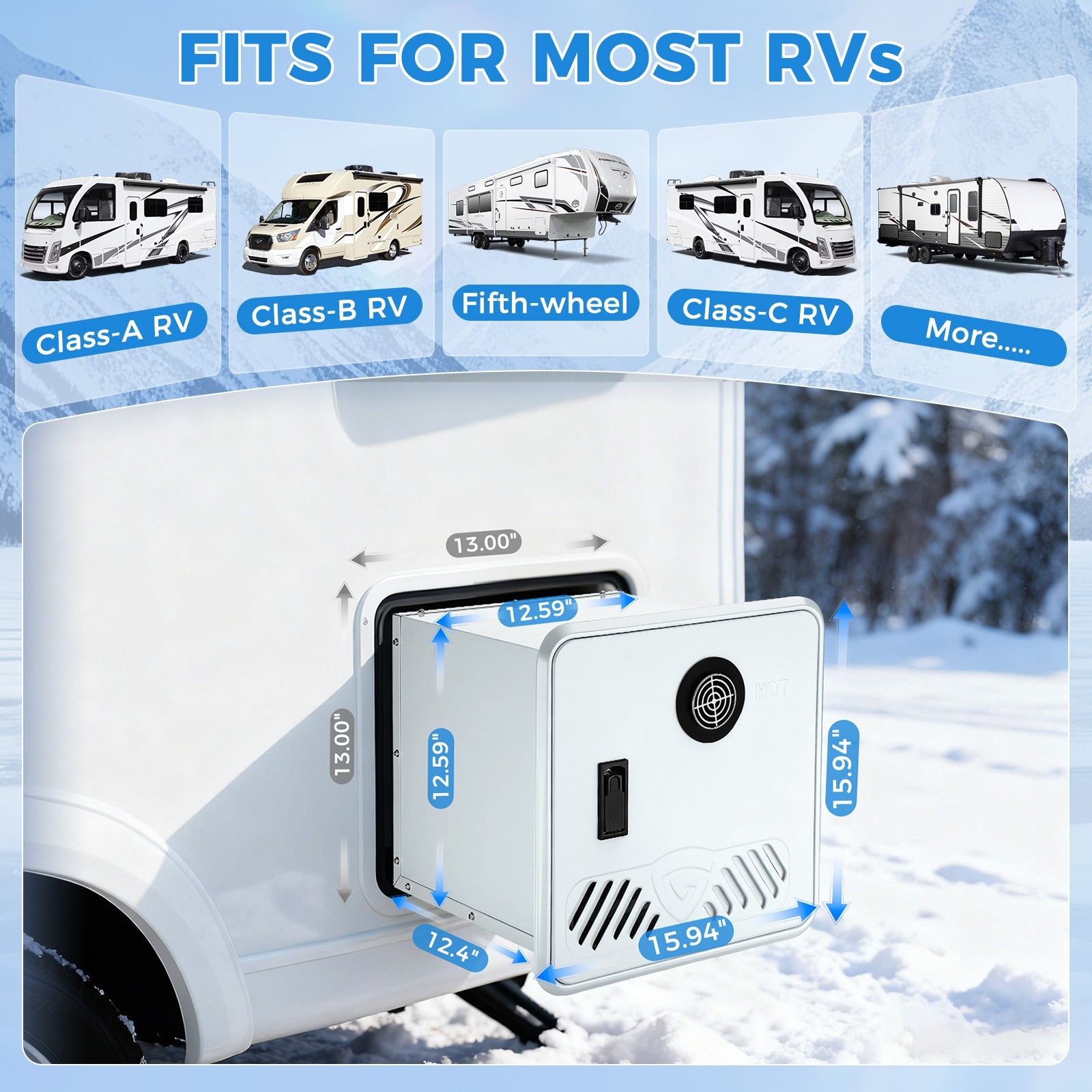 RV Tankless Water Heater Propane Gas Camper 65000BTU Smart Temperature Control