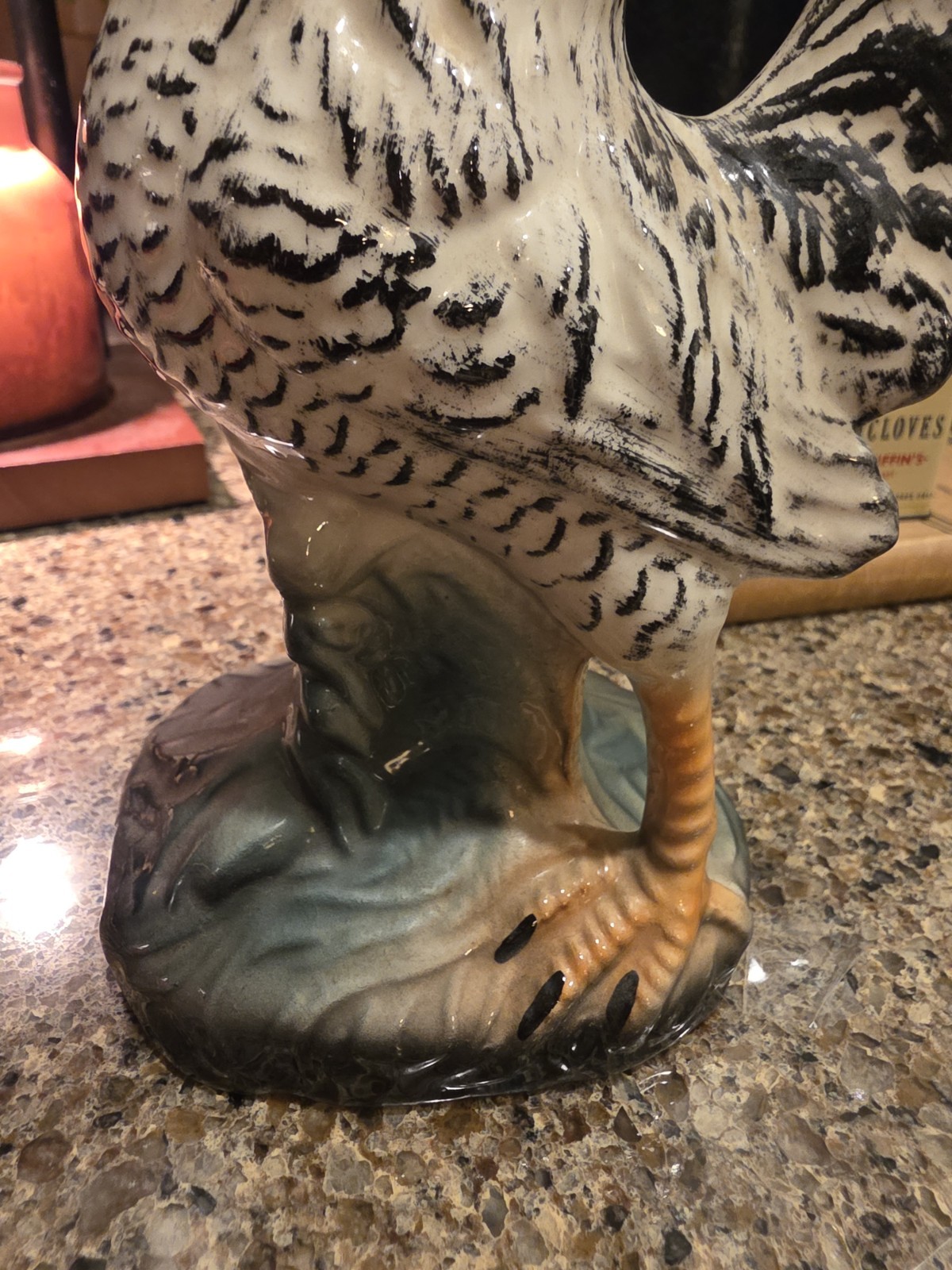 Vintage Rooster Hen Farmhouse Ceramic Porcelain Mid Century 8.5 inches