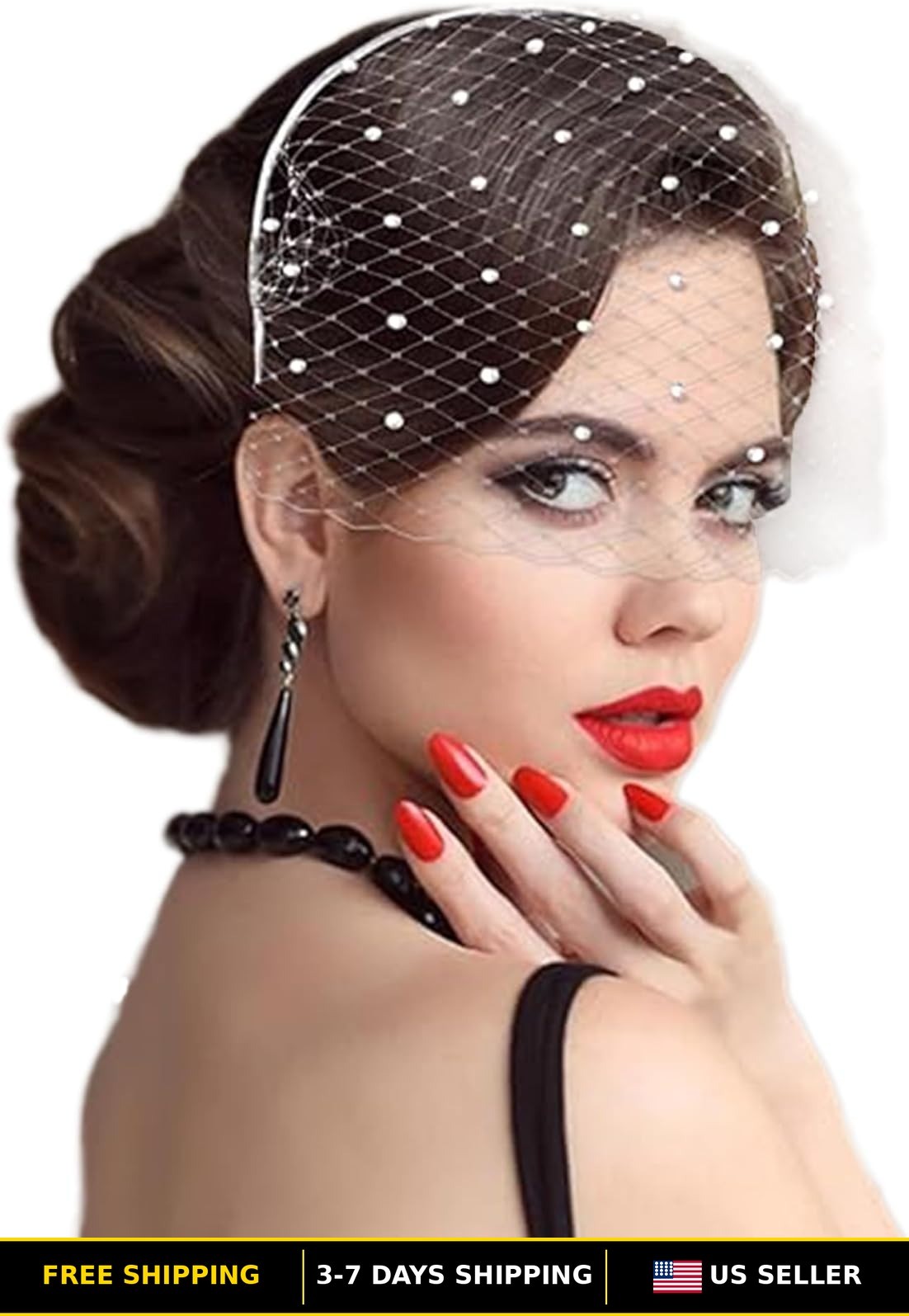 Vintage 1920s Women's Fascinator Hat with Mesh Veil for Weddings & Tea Parties