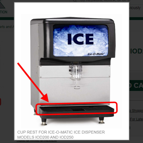 CUP REST FOR ICE-O-MATIC ICE DISPENSER MODELS IOD200 AND IOD250 # 1011342-108