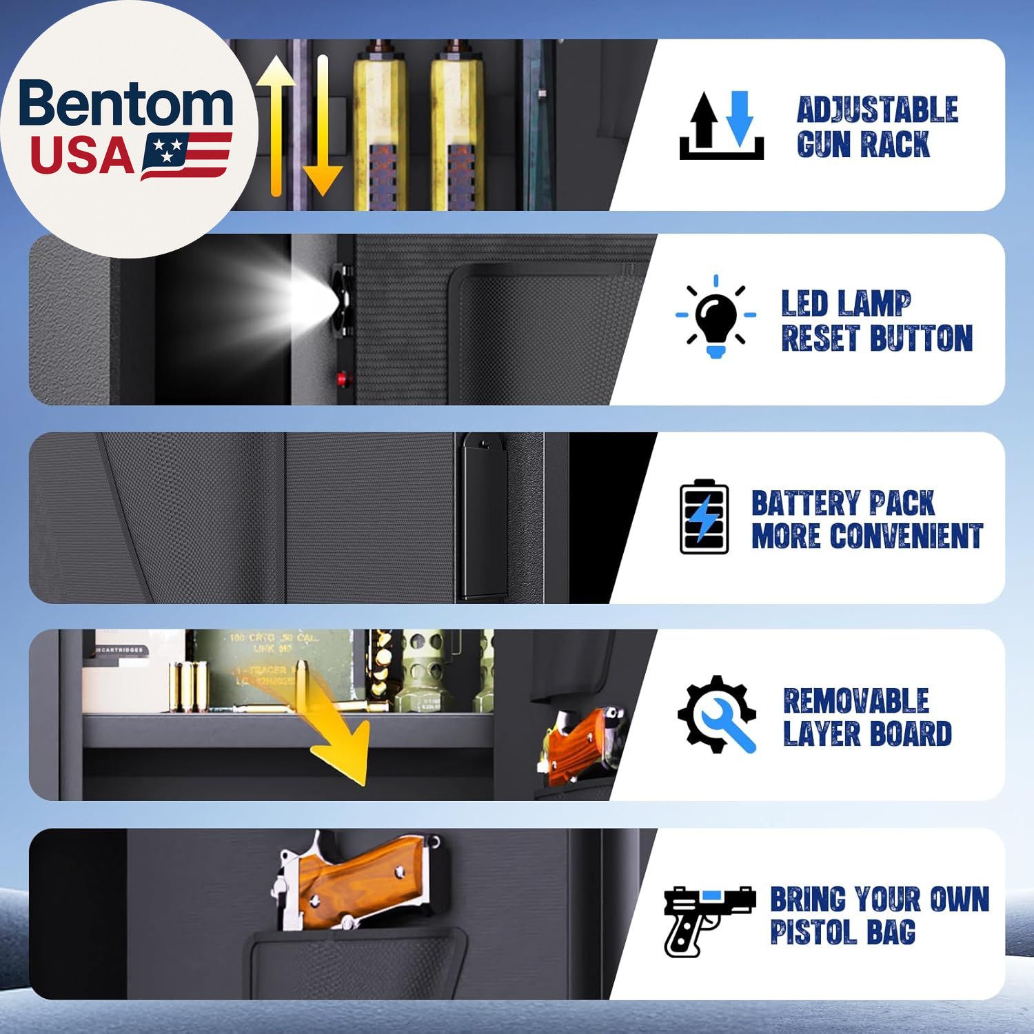 8-12 Gun Safe for Rifles and Pistols,Biometric Fingerprint Lock,No Assembly Requ
