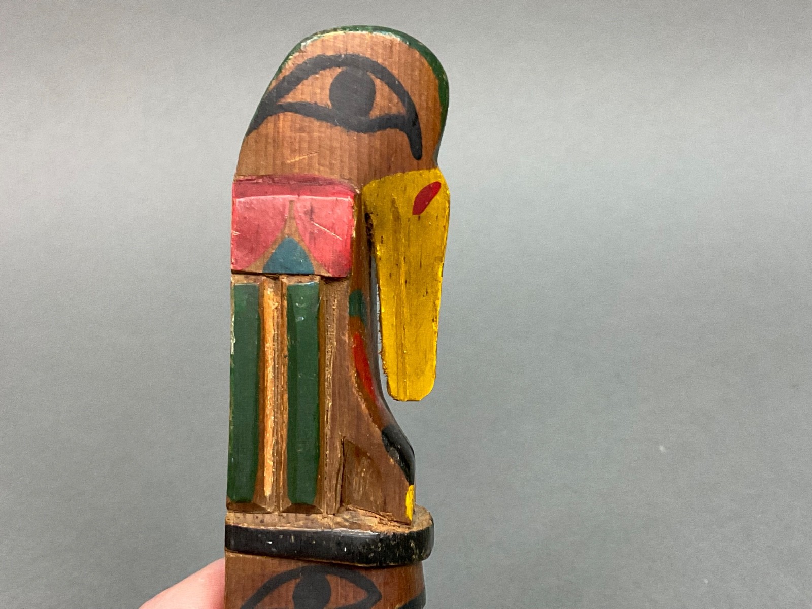 Native American Indian; Ye Olde Curiosity Shop; Cedar Wood Carved; 6-3/4" Totem