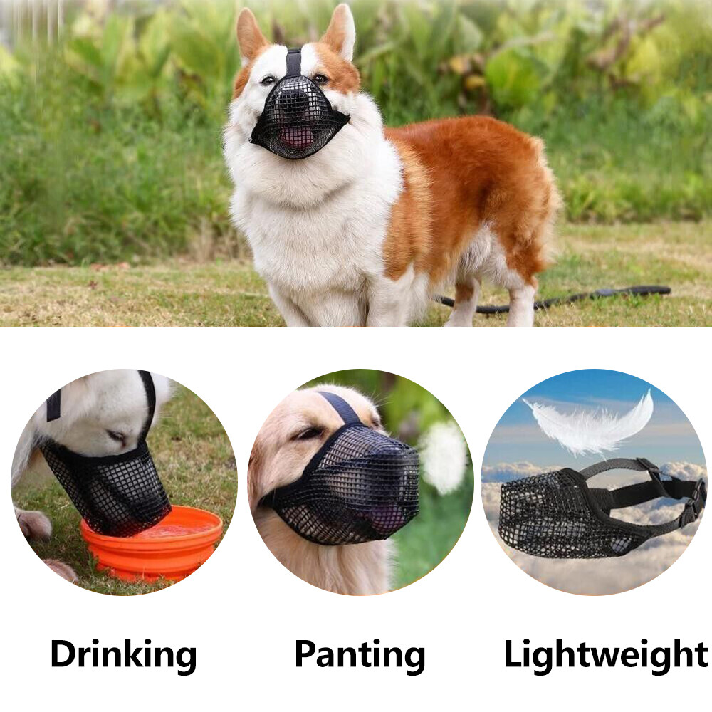 Pet Dog Basket Muzzle Anti-lick Anti-Biting Bark Licking Mouth Mesh Cover Mask