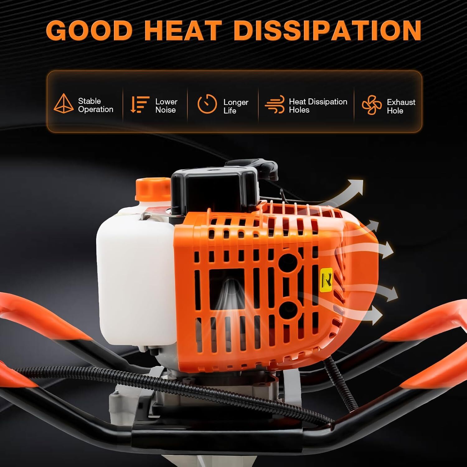 Auger Post Hole Digger 52cc-2 Stroke Digging Tool with Drill Bits 4'', 6" & 8"