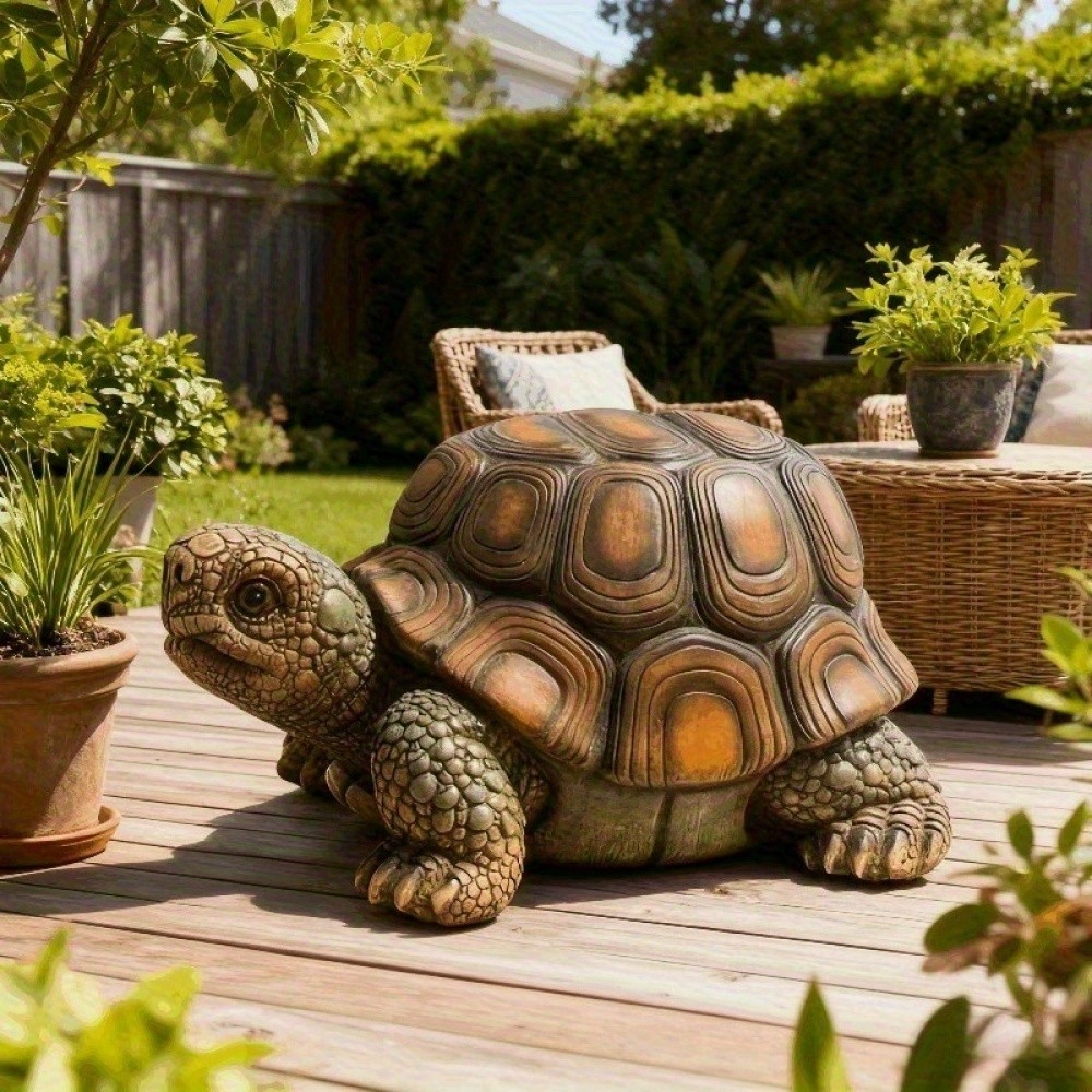 18in Garden Turtle Stool Simulated Animal Sculpture Art Decor Resin Garden Stool