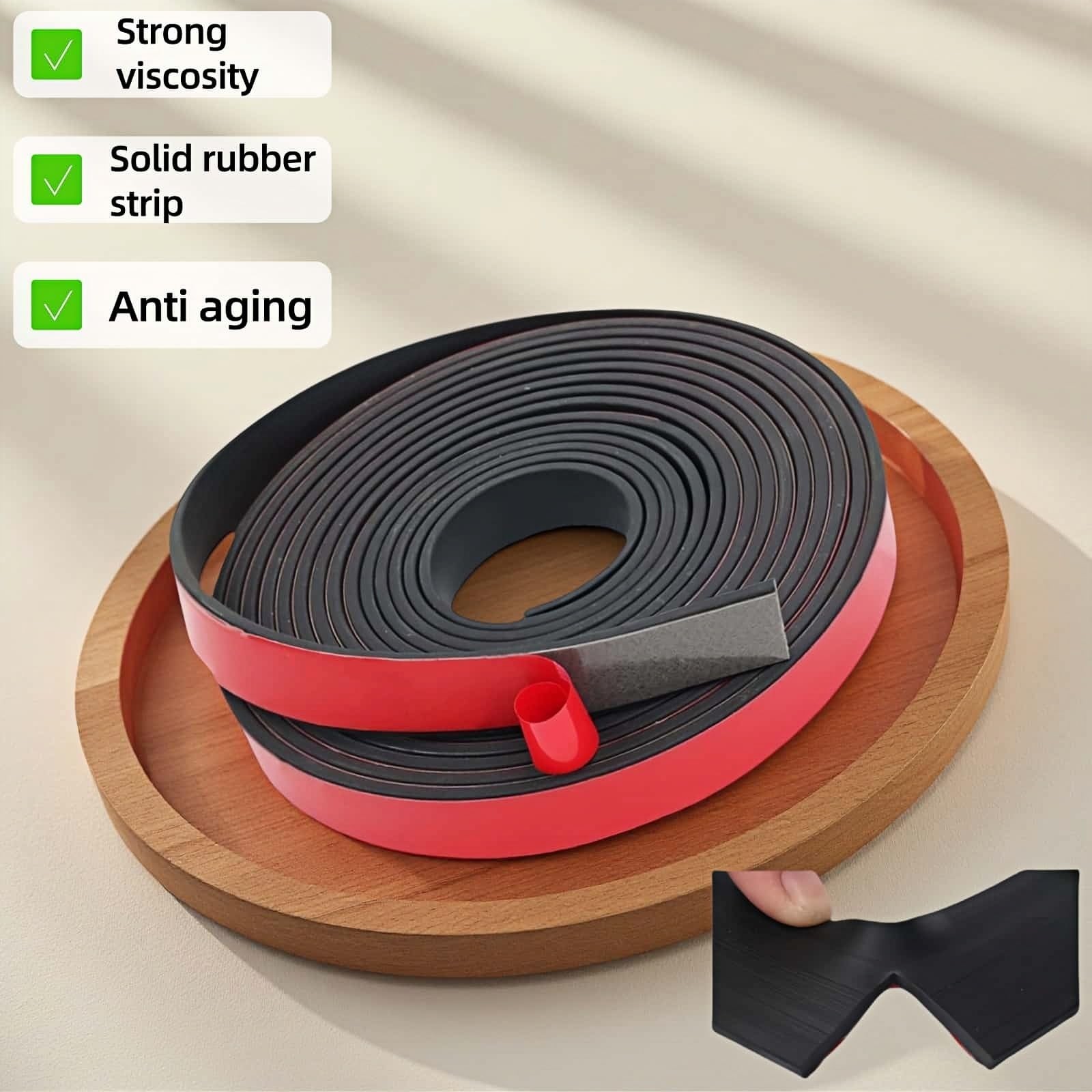 1" x 1/8" Self-Adhesive Rubber Strip Heavy Duty Weather Stripping, 10ft Black