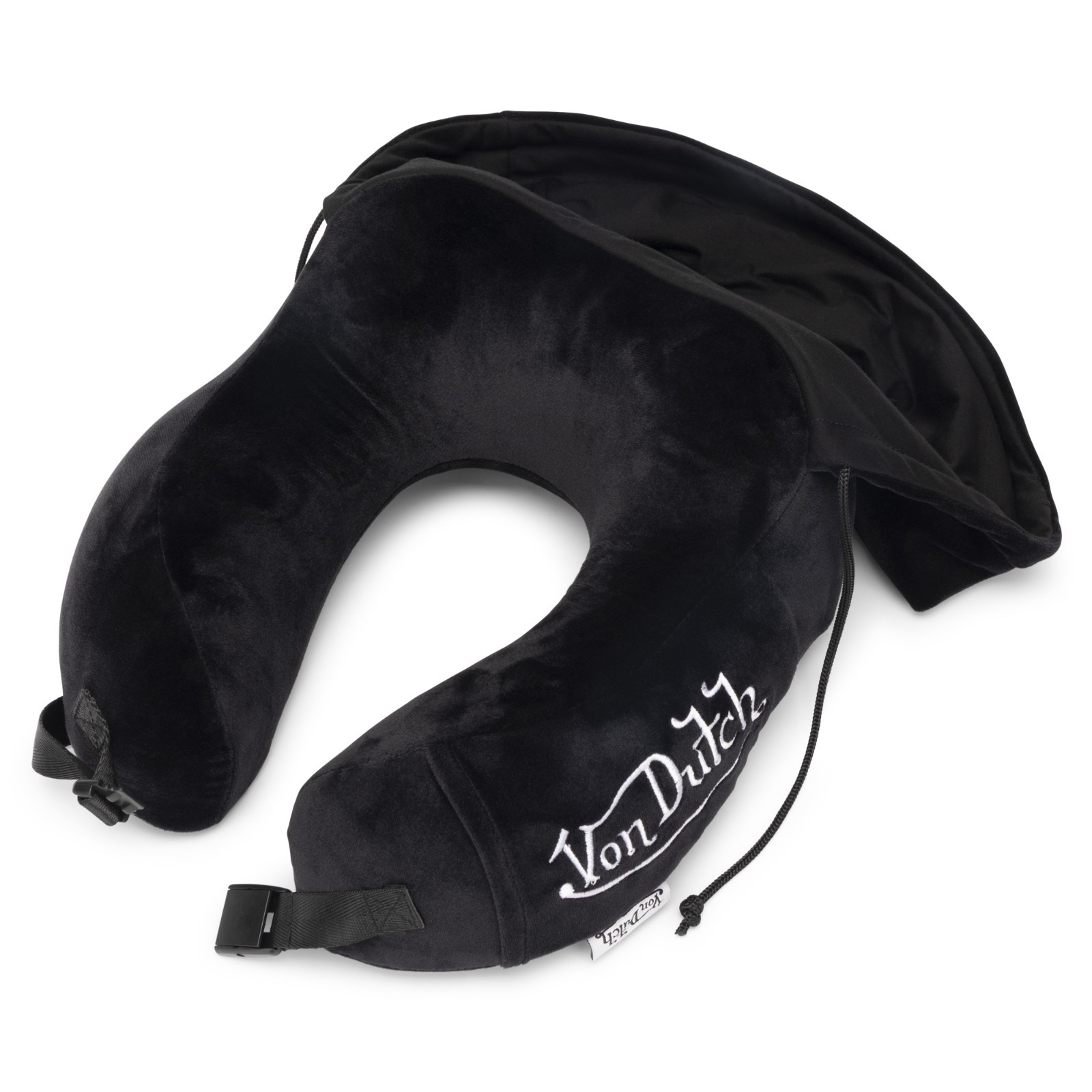 Von Dutch Black Eyeconic Hooded Ergonomic Memory Foam Travel Neck Pillow