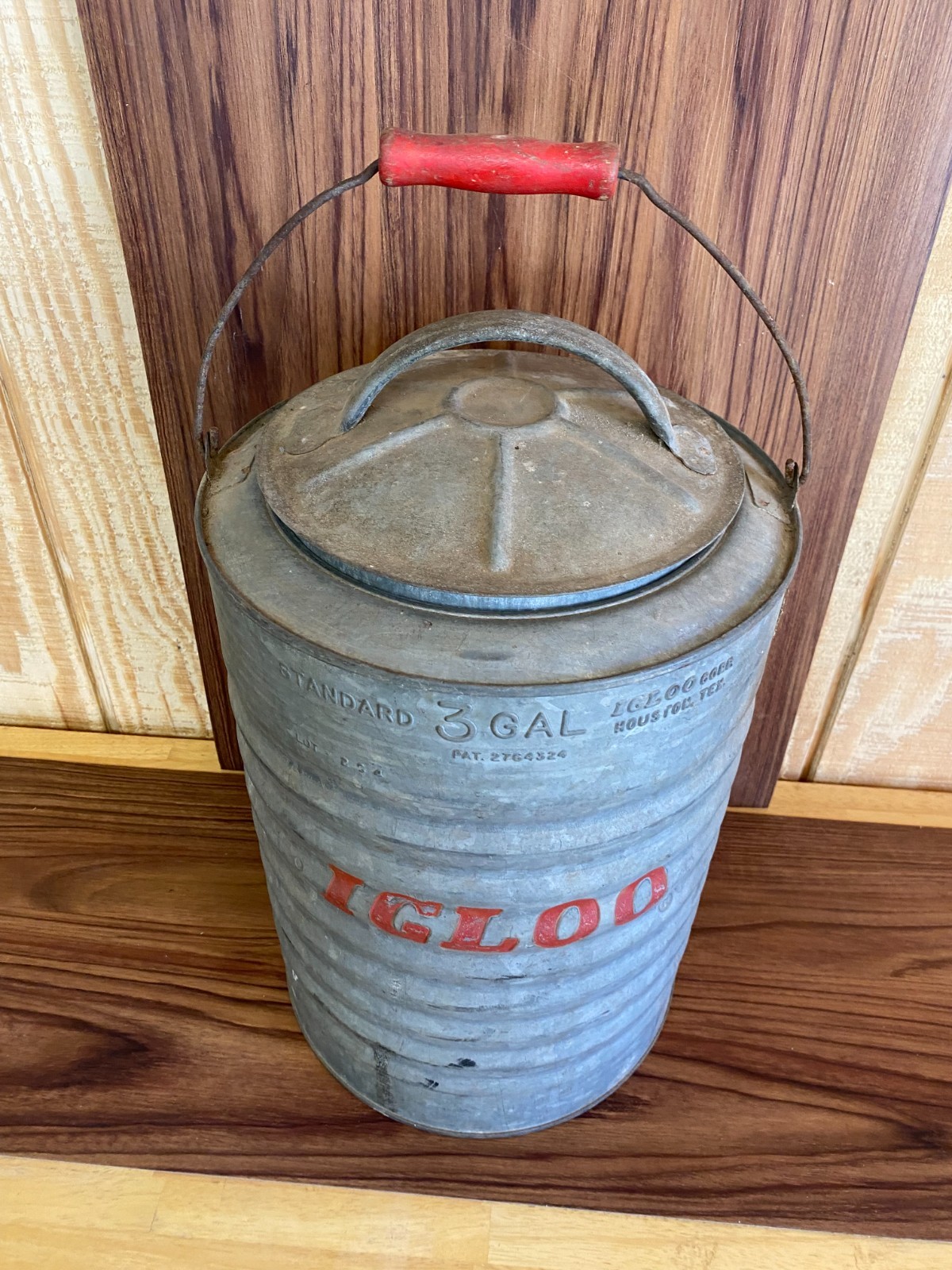 WOW NO SPOUT RARE Igloo Galvanized Metal 3 Gallon Vtg Cooler Water Dispenser Jug