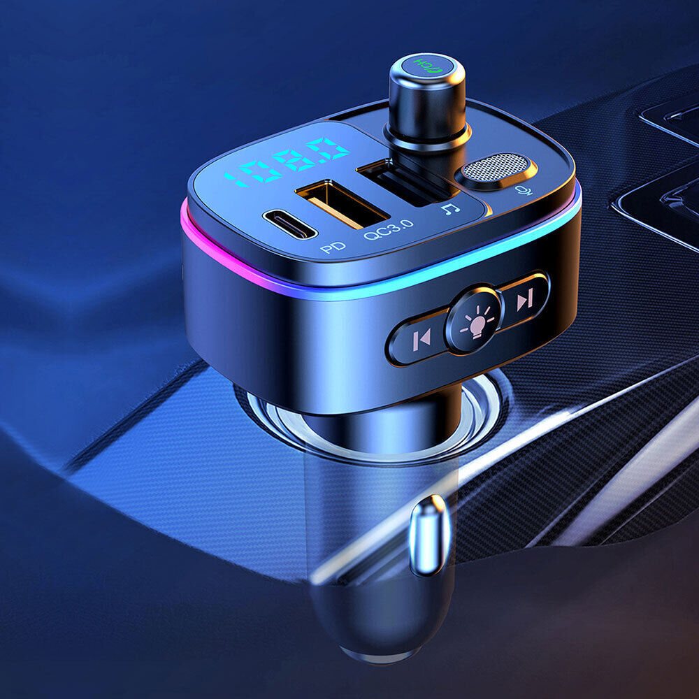 Car Wireless Bluetooth5.0 FM Transmitter MP3 Player QC3.0 USB Car Charger Adapte