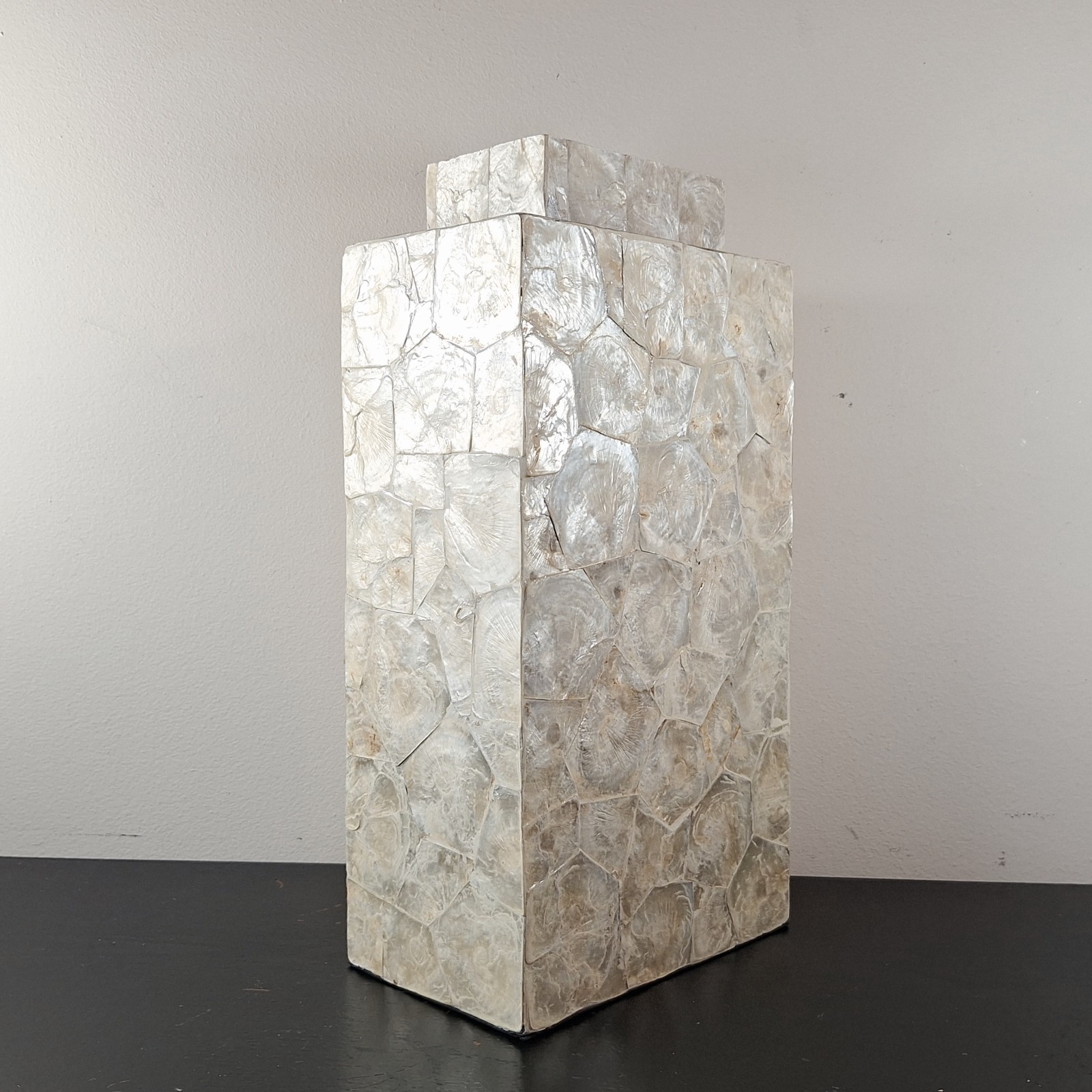 LARGE Natural Capiz Shell Asian Lidded Vase (Mother of Pearl) -20" FREE SHIPPING