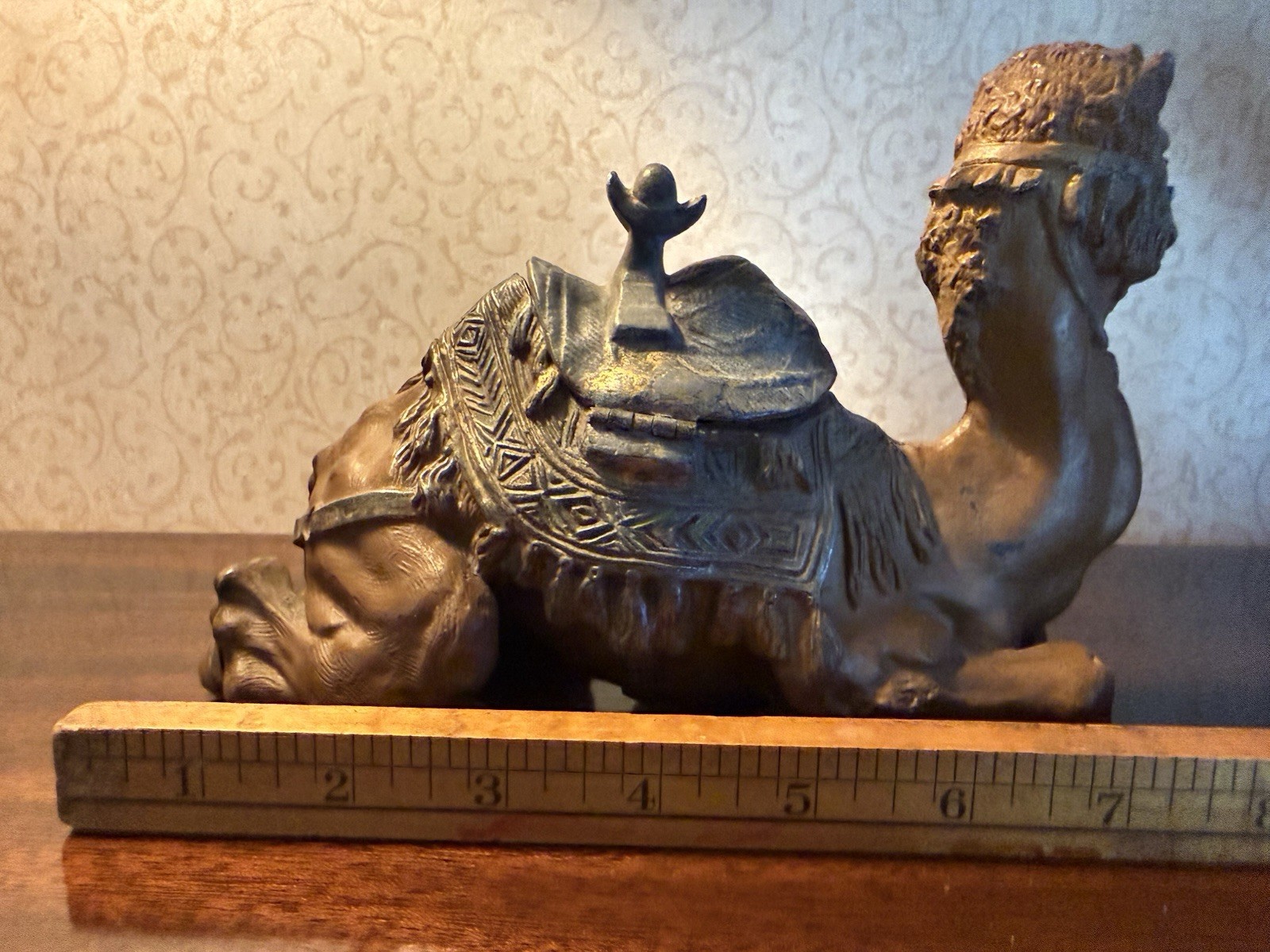 Antique Cold Painted Spelter Metal Camel Inkwell