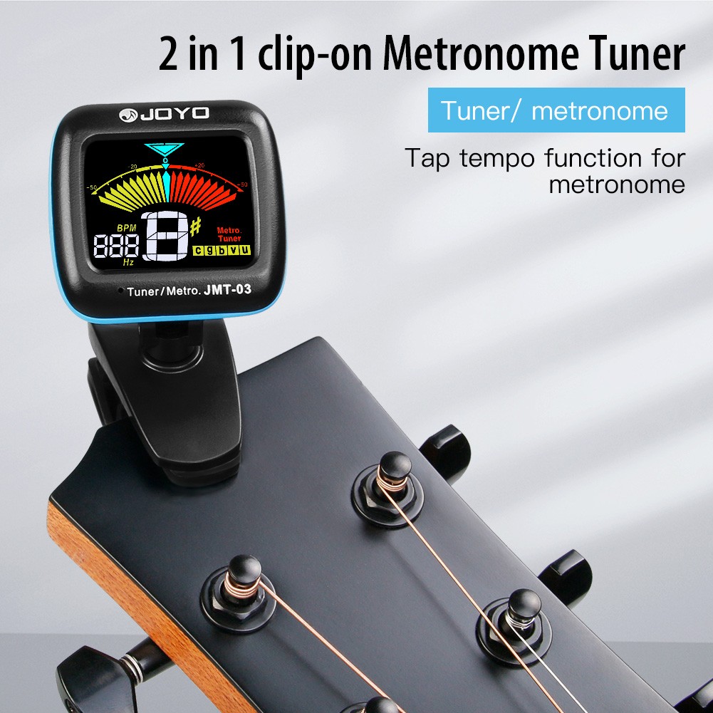 JOYO Guitar Tuner Digital Clip-On Electronic Tuner Metronome with Color Display