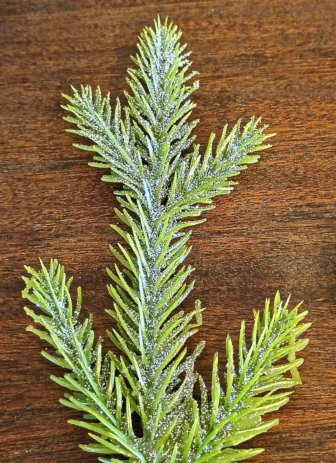 18 Pcs Mini Pine Picks, 9.5", Green Flocked & Glittery, Lot of 3 Packs Christmas