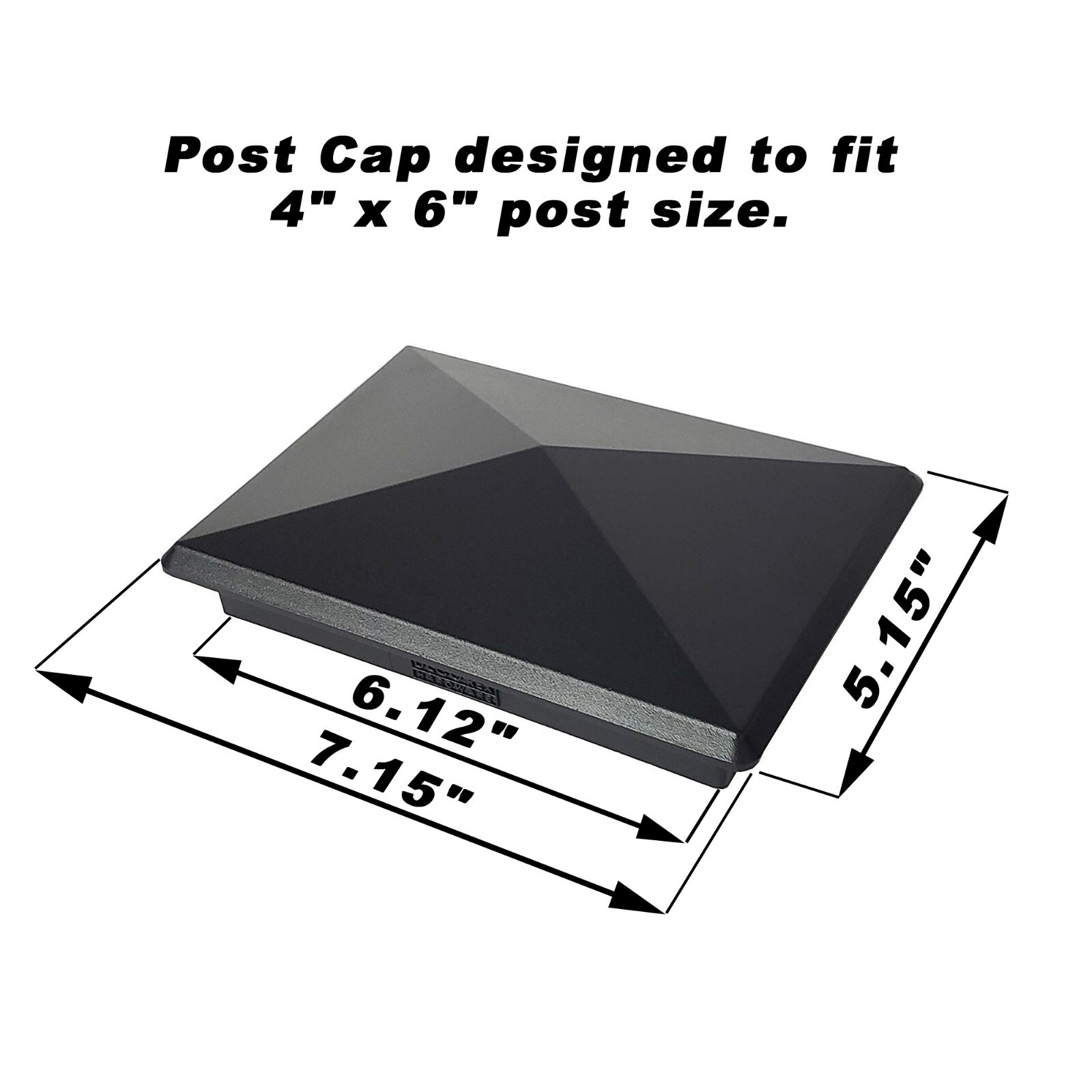 4" x 6" Heavy Duty Aluminium Pyramid Post Cap for Wood Posts - Black