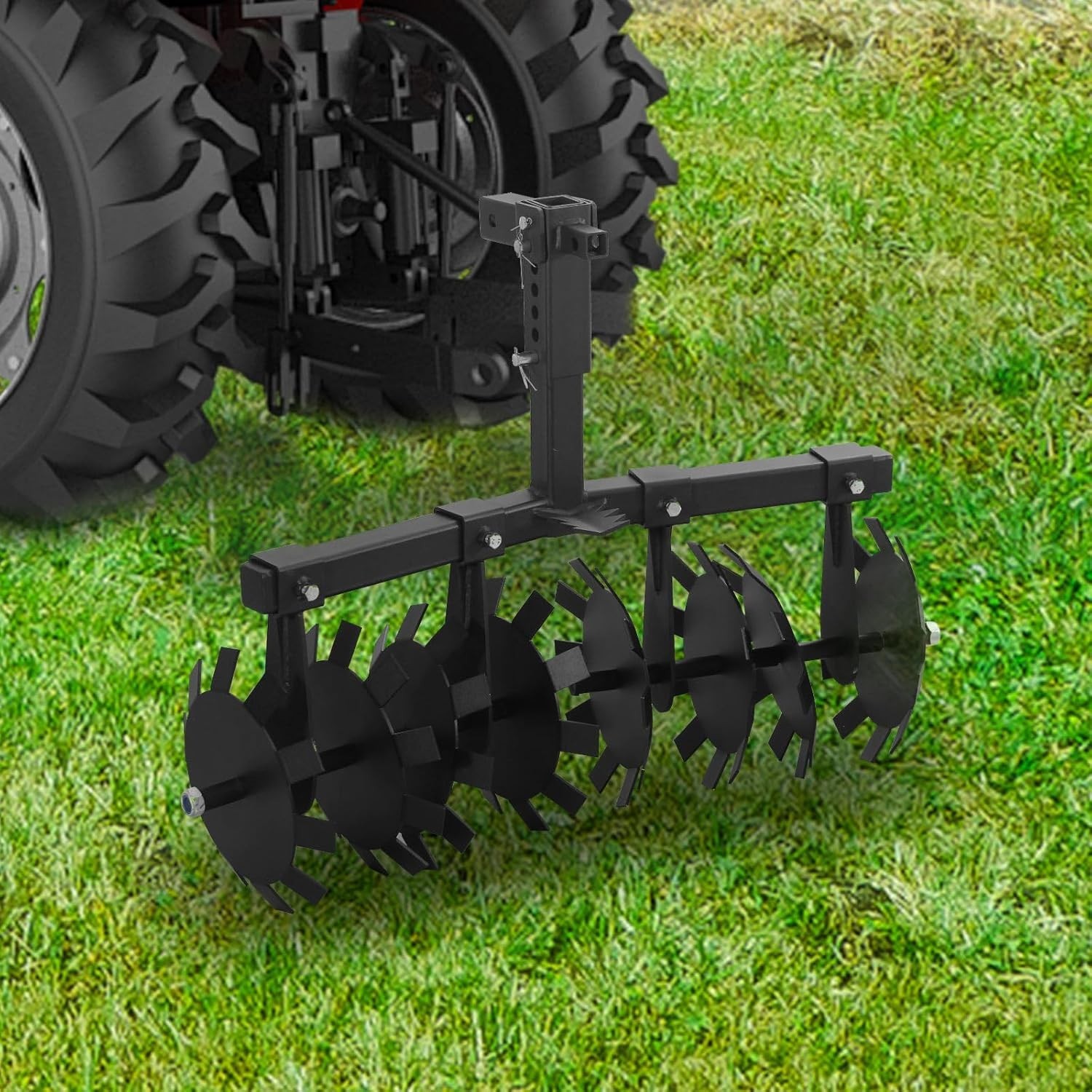 32" Disc Plow Harrow with 2" Receiver Mount for ATV/UTV Heavy Duty Adjust Height