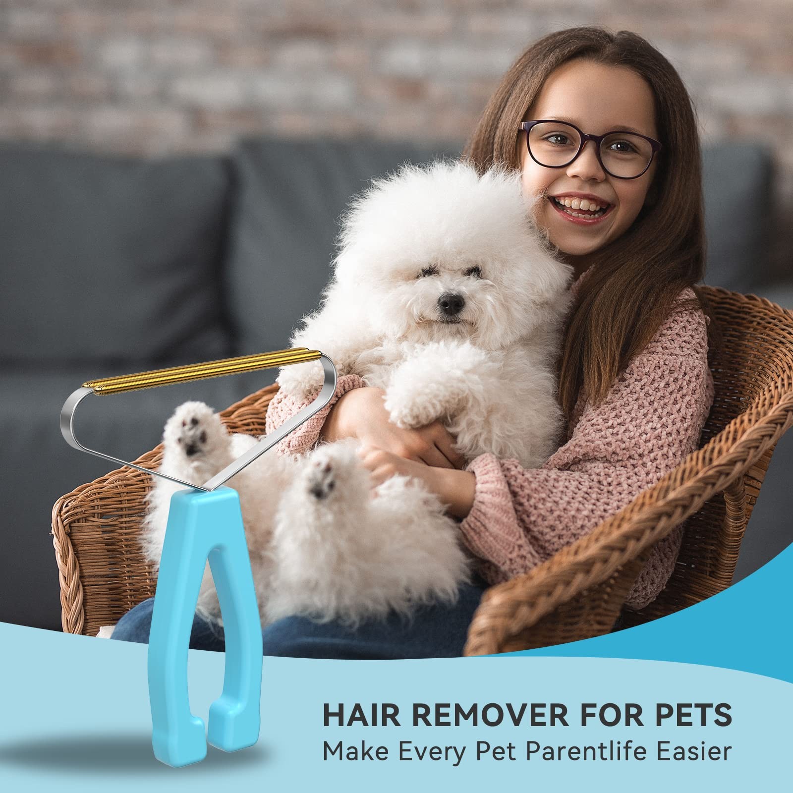 Pet Hair Remover, Dog and Cat Wool Carpet Blue