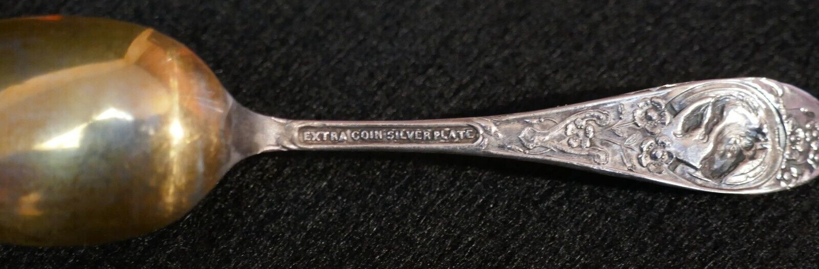 Span Am War Battleship Massachusetts Souvenir Spoon 4.5" Extra Coin Silver Plate