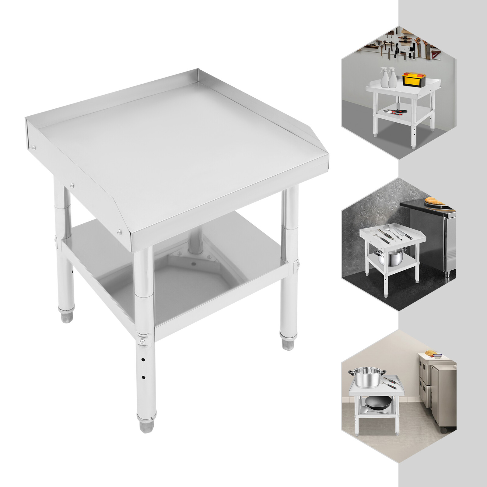 Work Table with Backsplash, Prep Table for Kitchen, Restaurant, Garage, Laundry