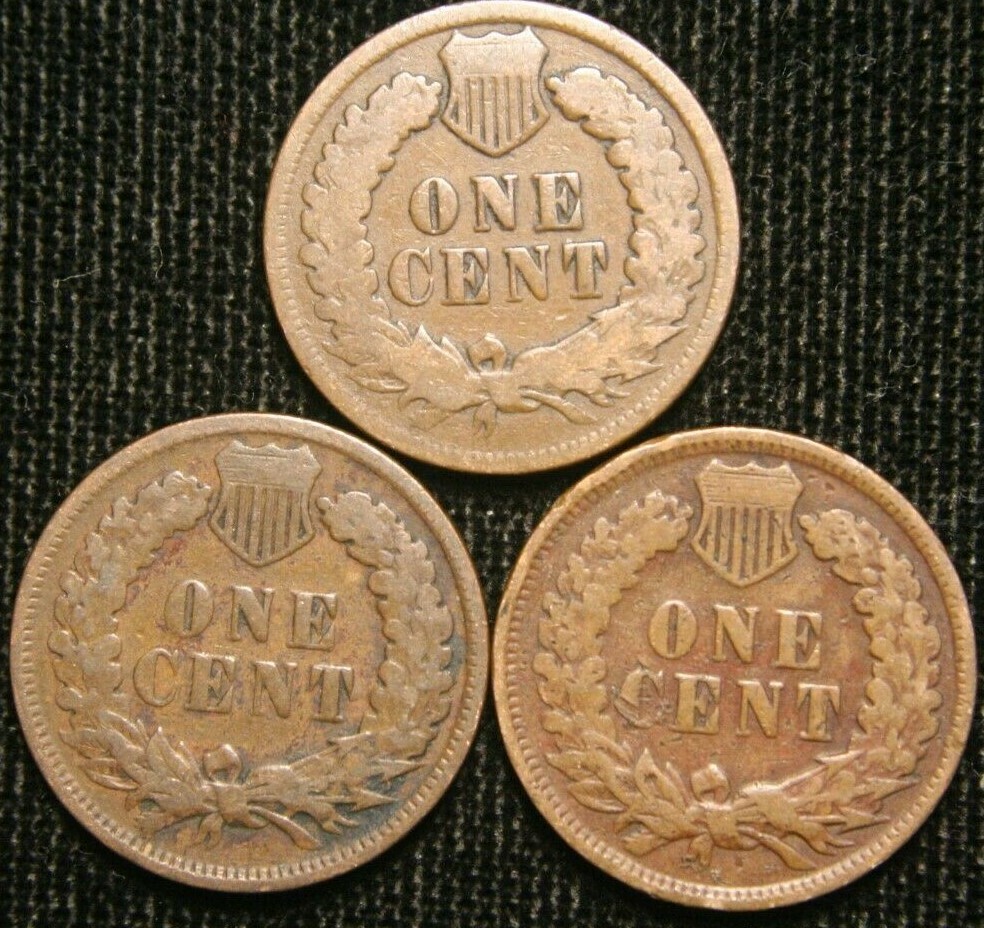 1900 1901 1902 1c Indian Head Cent Penny Set Lot , All 3 Coins , Circulated