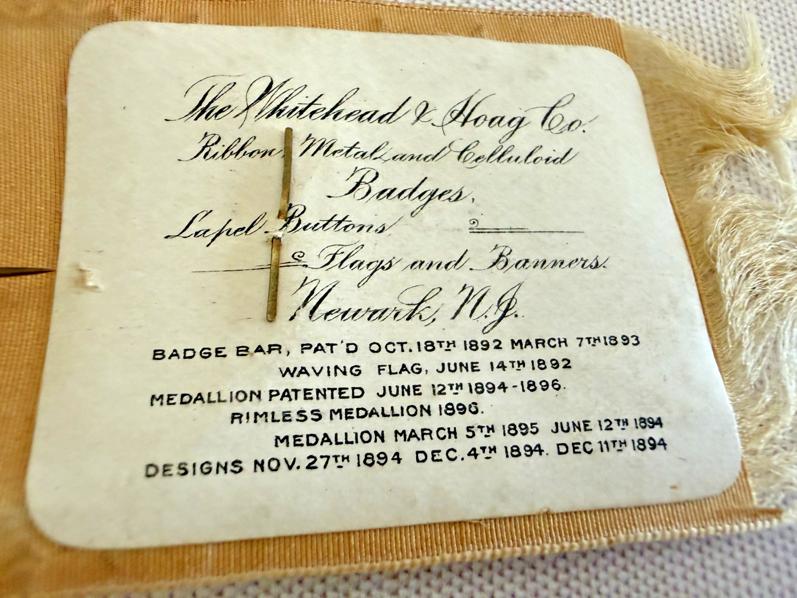 1896 McKinley Hobart Campaign Ribbon w Thomas B. Reed Celluloid – Whitehead