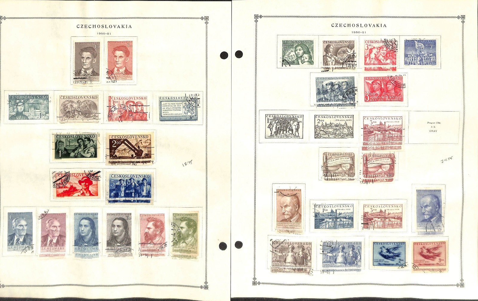 Czechoslovakia Stamp Collection on 50 Scott International Pages, 1918-1967 (BB)
