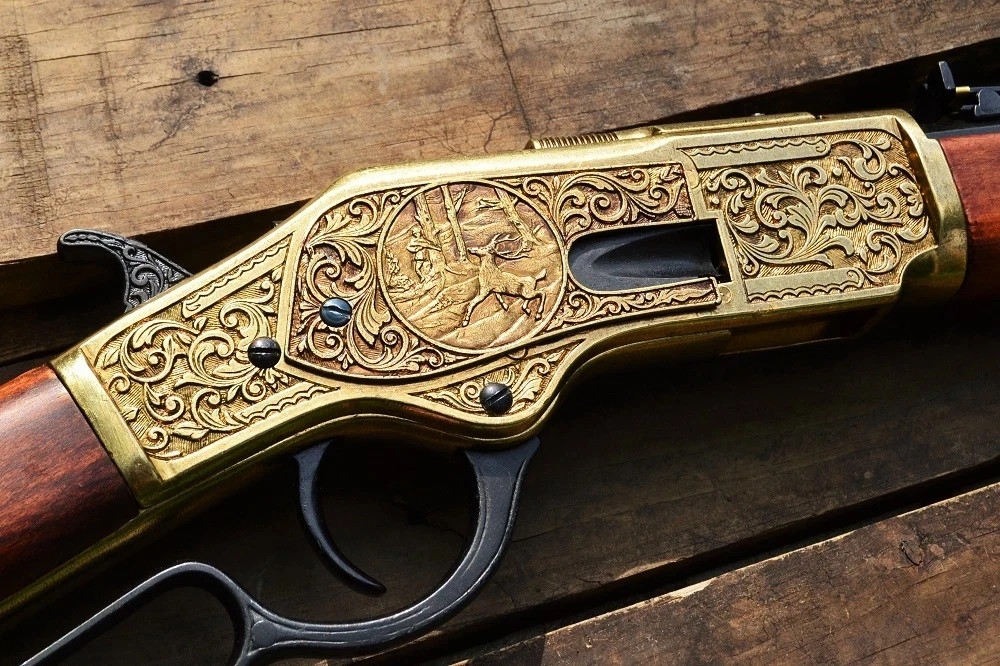 Winchester M1873 Engraved Lever Action Rifle - 1873 - Non-Firing Denix Replica
