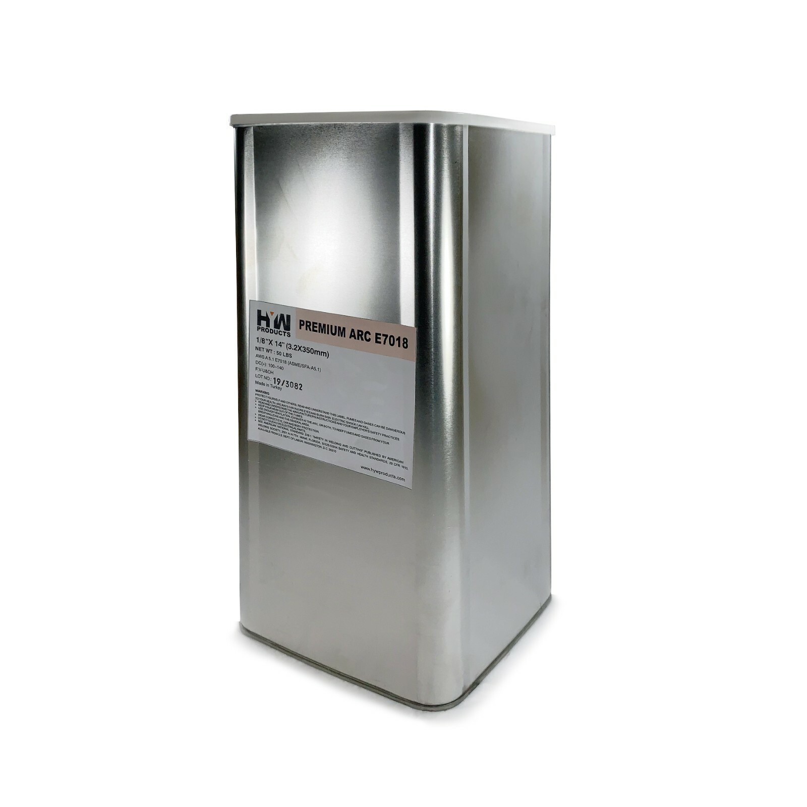 E7018 1/8" Premium Arc Carbon Steel Electrode Hermetically Sealed Can 50 lbs