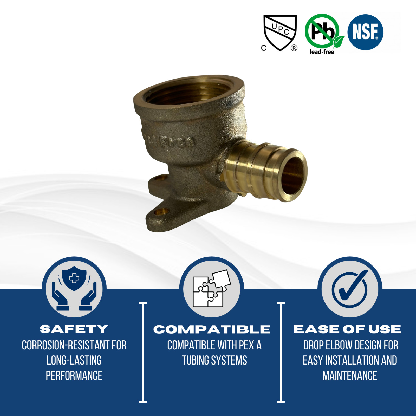 25 Pack XFITTING 1/2" PexA X 3/4" Female Elbow w. Drop Ear, Expansion Female Ear