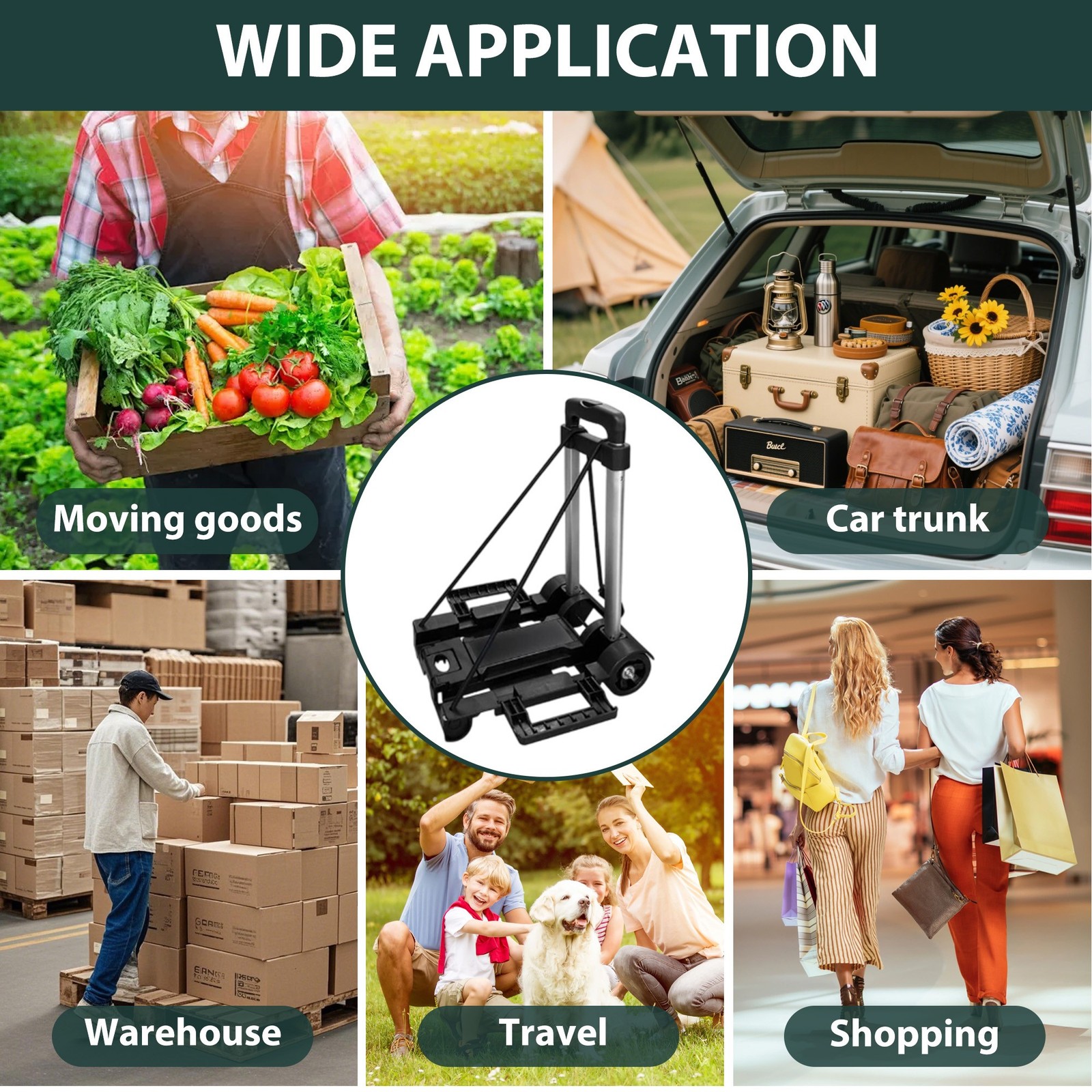 Heavy Duty Platform Cart Dolly Folding Moving Luggage Hand Truck Trolley 70lbs