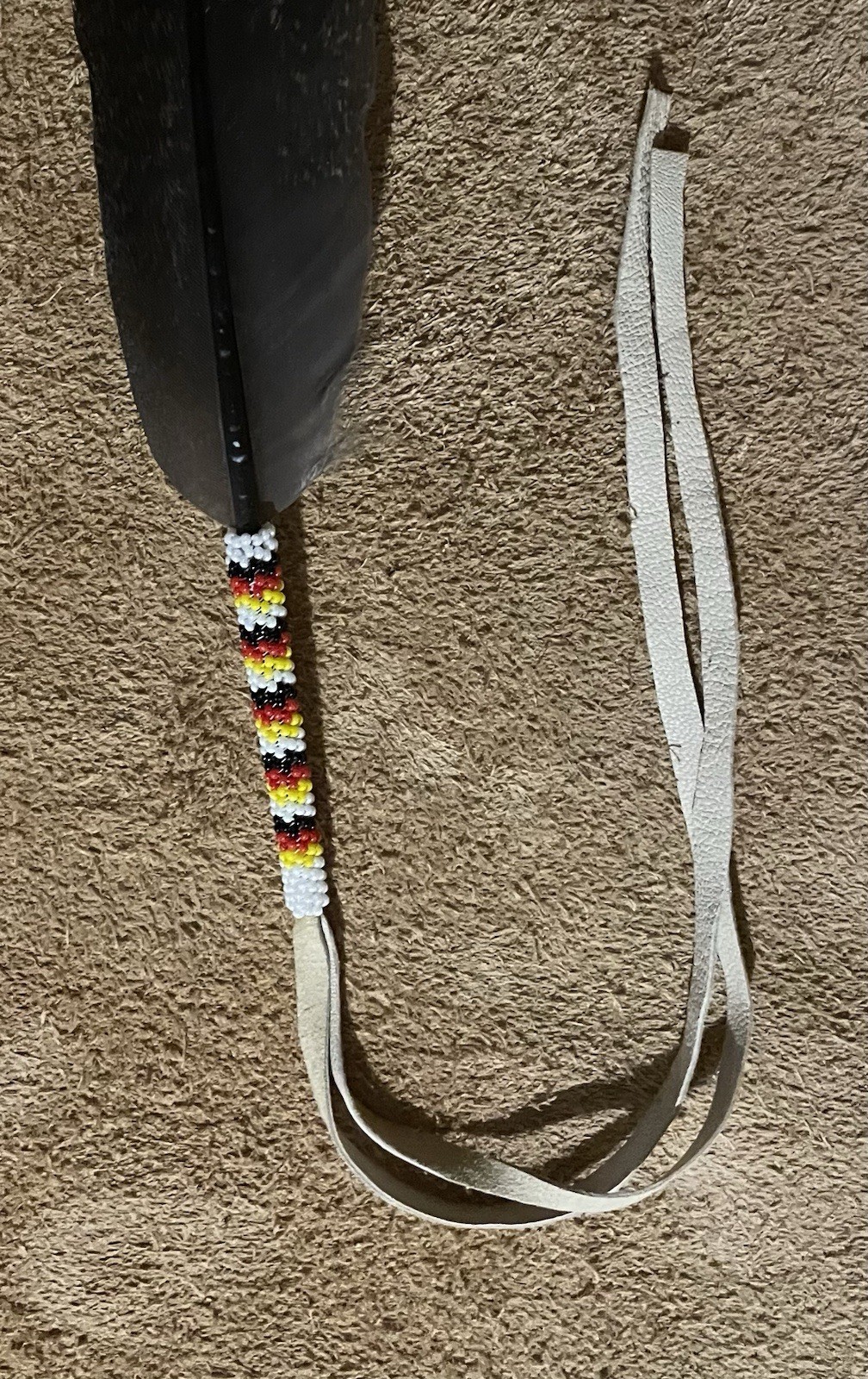 Native American Lakota Sioux Beaded Feather.