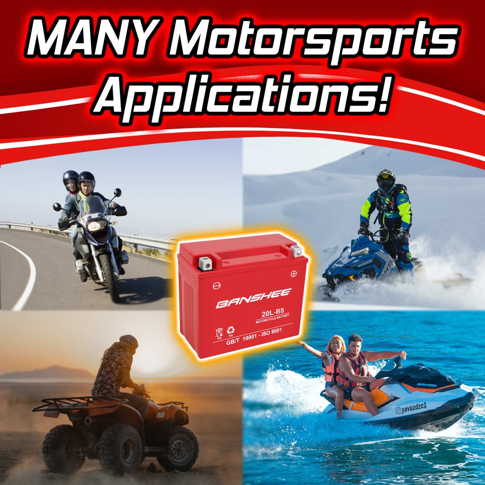 Banshee AGM Battery YTX20L for Ski-Doo MXZ Skandic Summit 415129898 Snowmobile