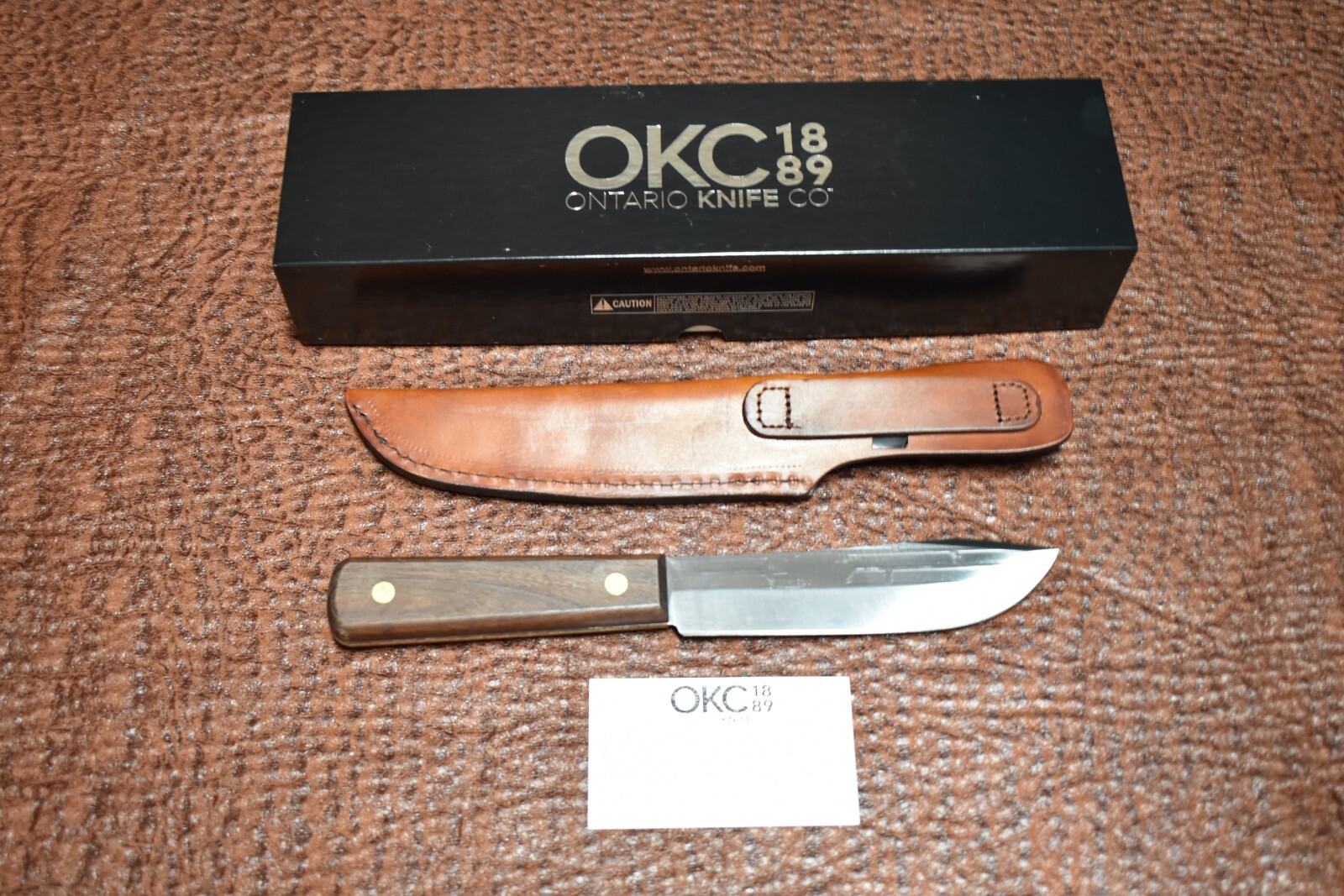 OLD HICKORY MADE IN USA WOOD FIXED BLADE HUNTING SKINNING BUTCHER KNIFE ONTARIO