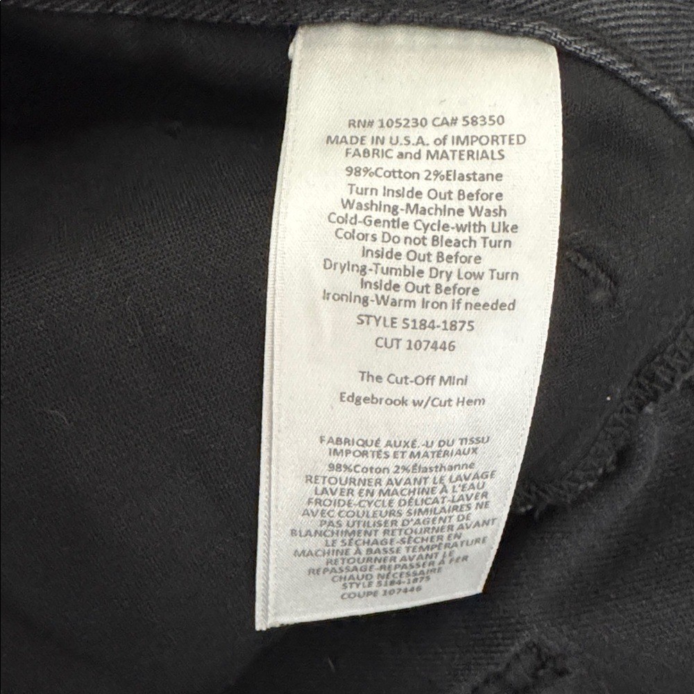 Current/Elliott Black Button fly Denim Jean Skirt Raw Hem - Size 27