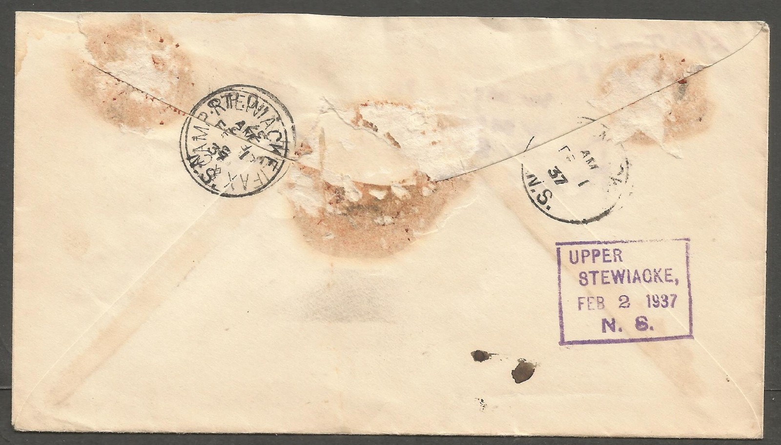 1937 Registered Cover 13c GV/PSE RPO CDS Stewiacke to MOTO Upper Stewiacke NS