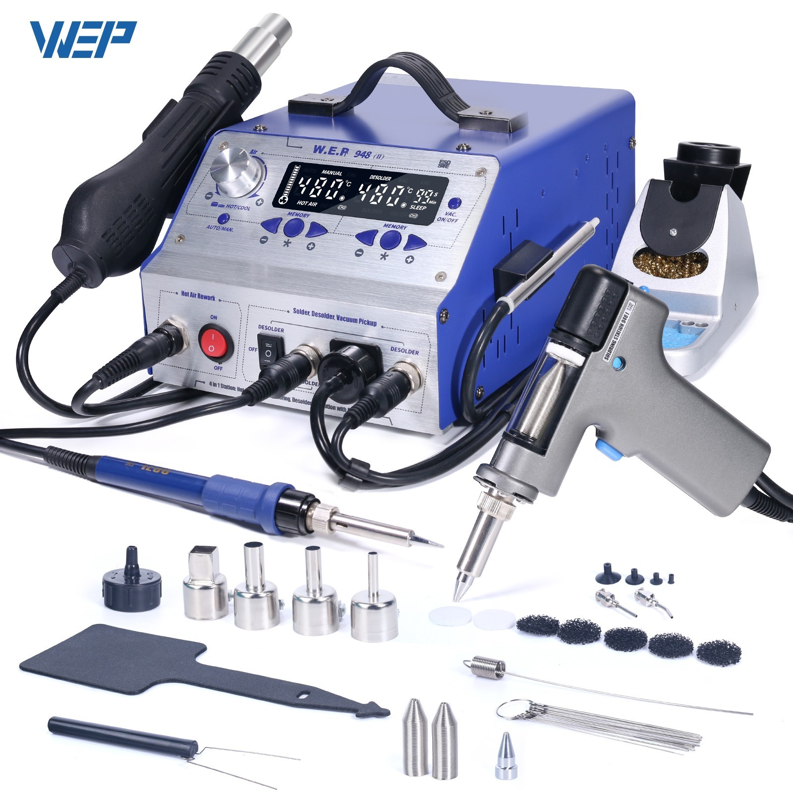 WEP 948-II Desoldering Station with Vacuum Pump Soldering Station Tool Set
