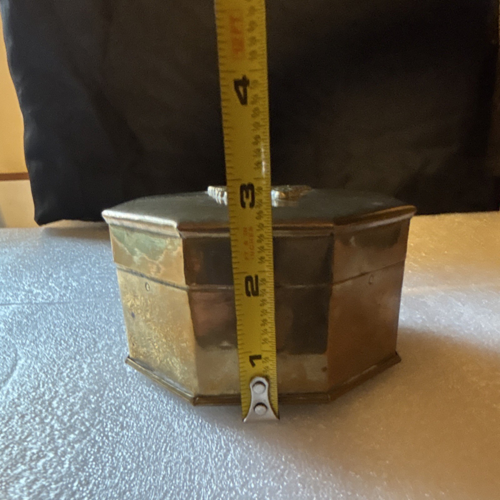 Dessau Brass Octagonal Box with Butterfly Motif Decorative Collectible 4.5" x 3"