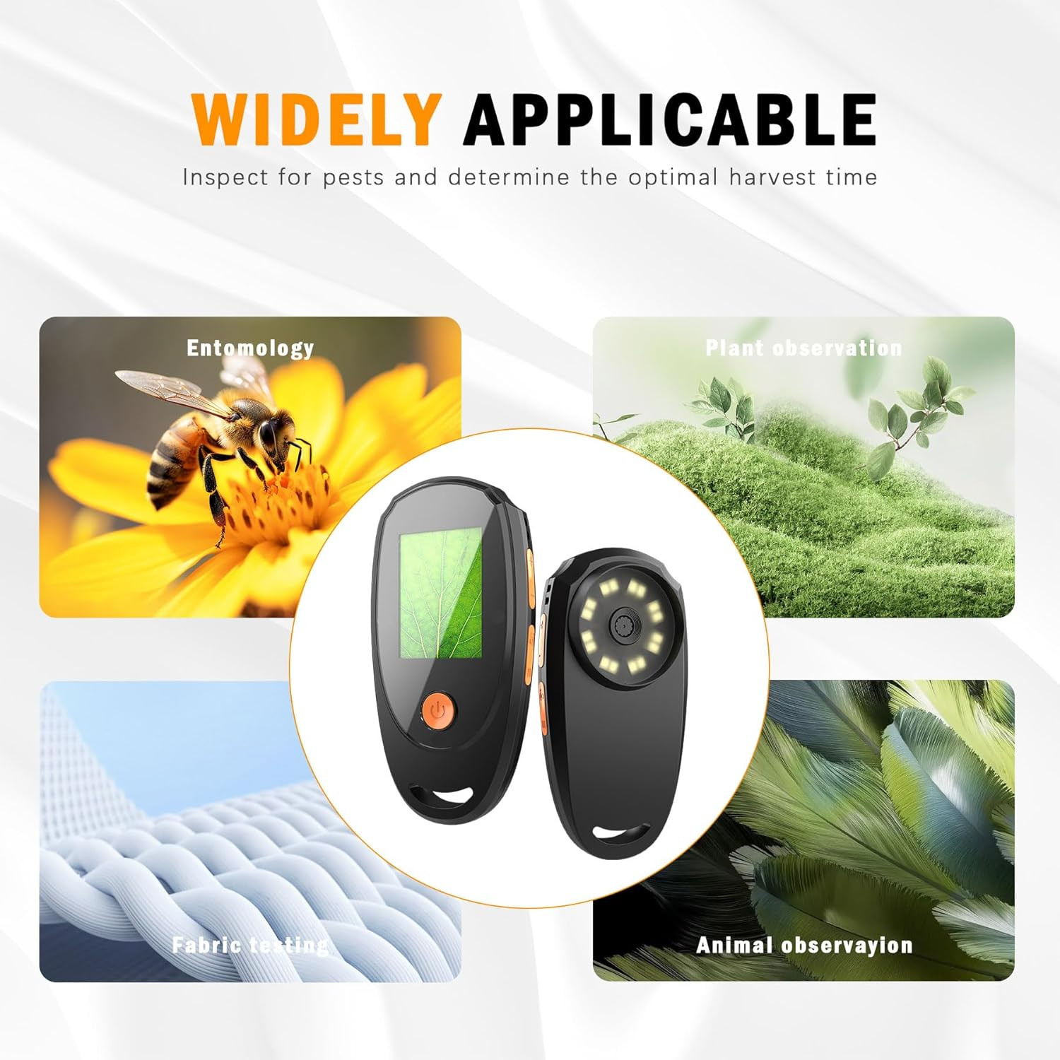 Handheld Digital Microscope with 2.0 Inch IPS Color Screen, Portable Magnifying