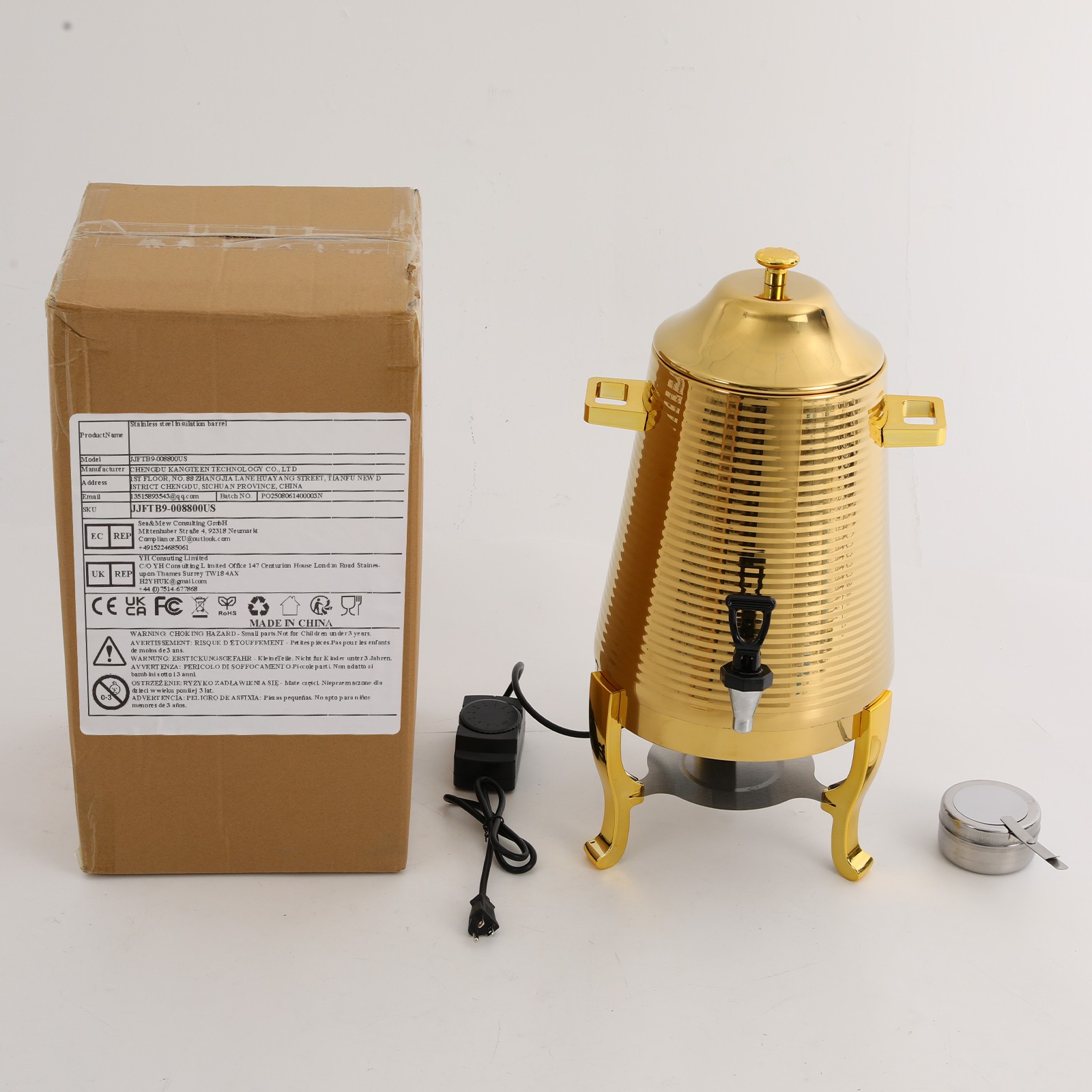 Beverage Dispenser 13L Stainless Steel Hot Drink Dispensing Container with Stand