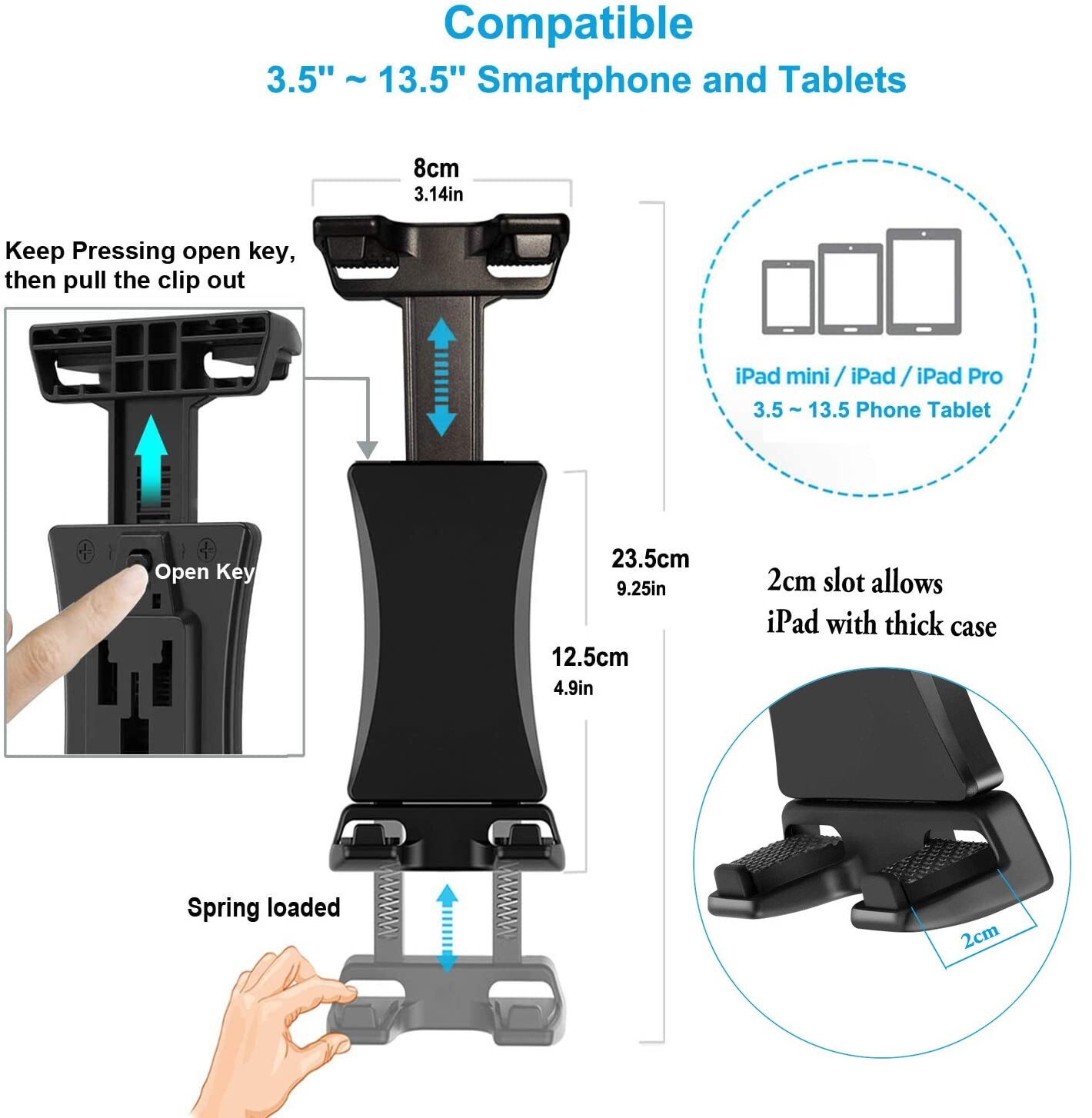 22" Heavy Duty ELD Car Truck Fleet Truck Floor Seat mount for iPad Tablet iPhone