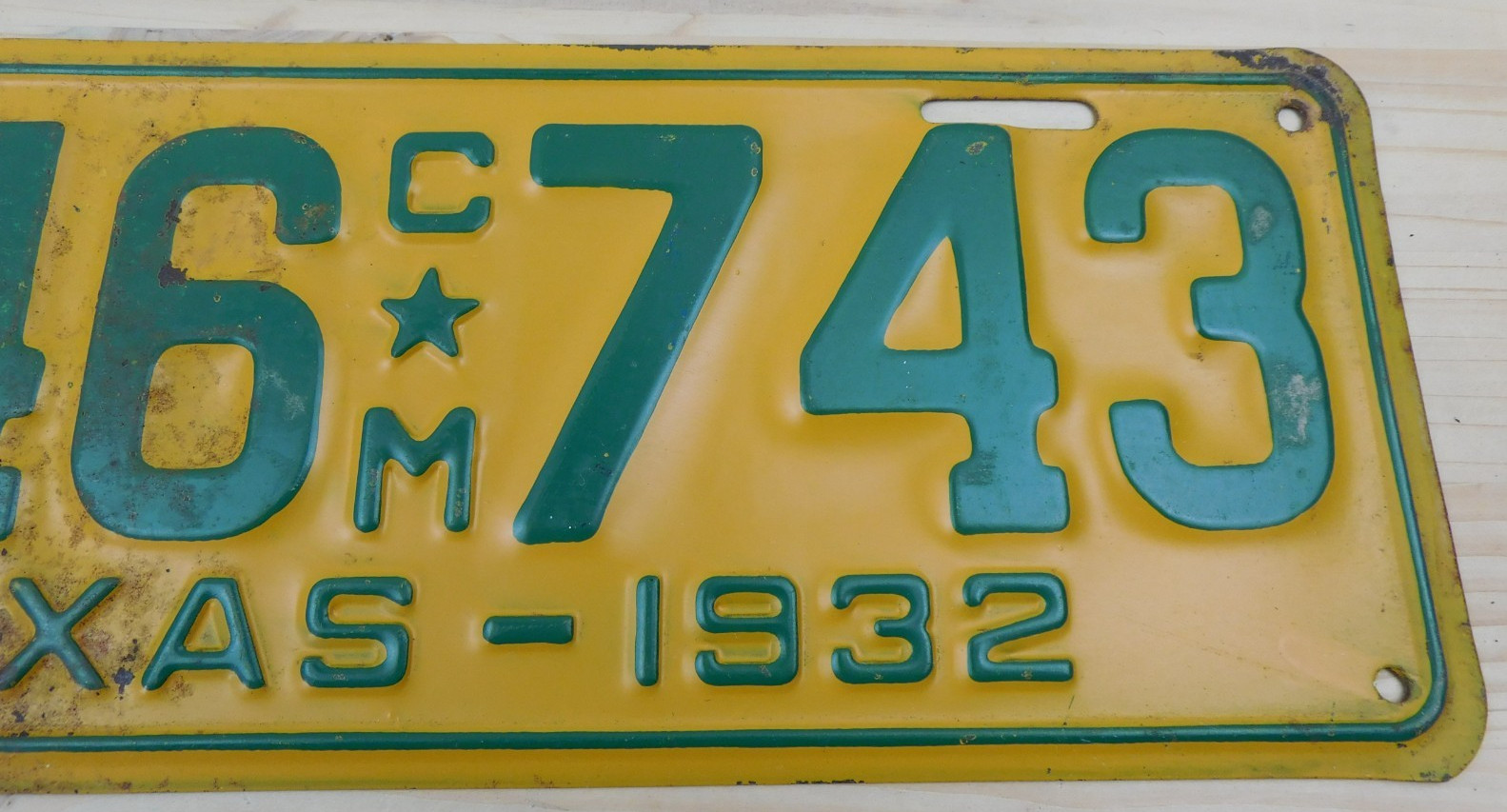 Vintage Original 1932 Texas Commercial License Plate Tag #246 CM 743