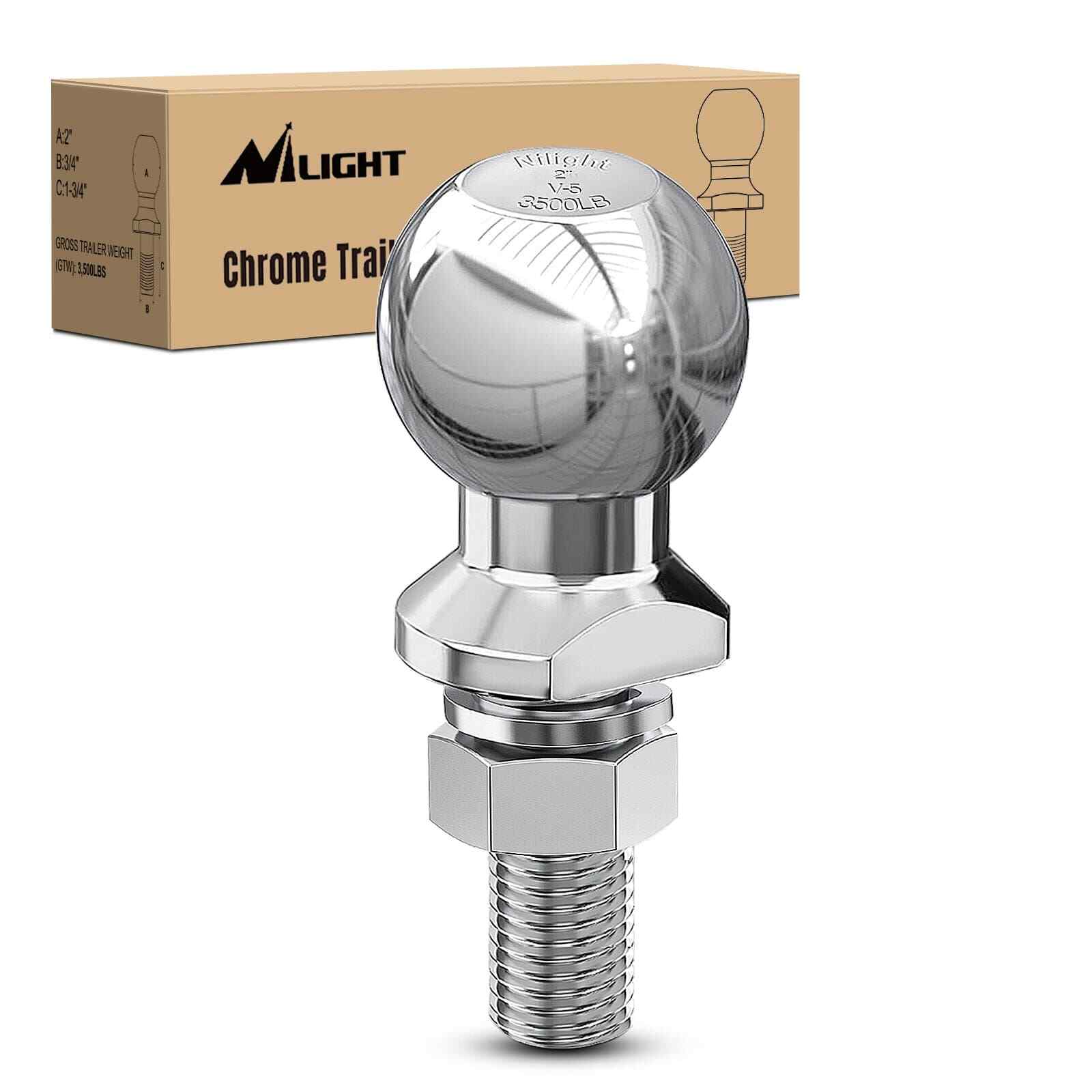 Nilight 2 Inch Diameter Chrome Trailer Hitch Ball