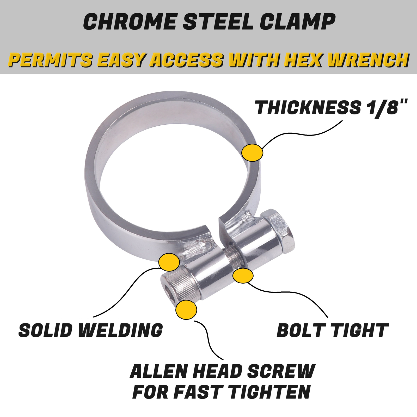 Exhaust Clamp for 1.75" Inlet Muffler Clamp Repair or Replace, Positive Strength