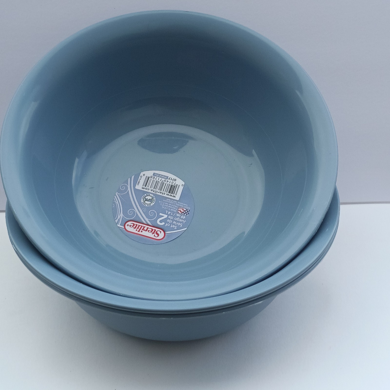 Sterilite 3-Piece 20oz Plastic Bowl Set Light Blue BPA Free Nesting Bowls