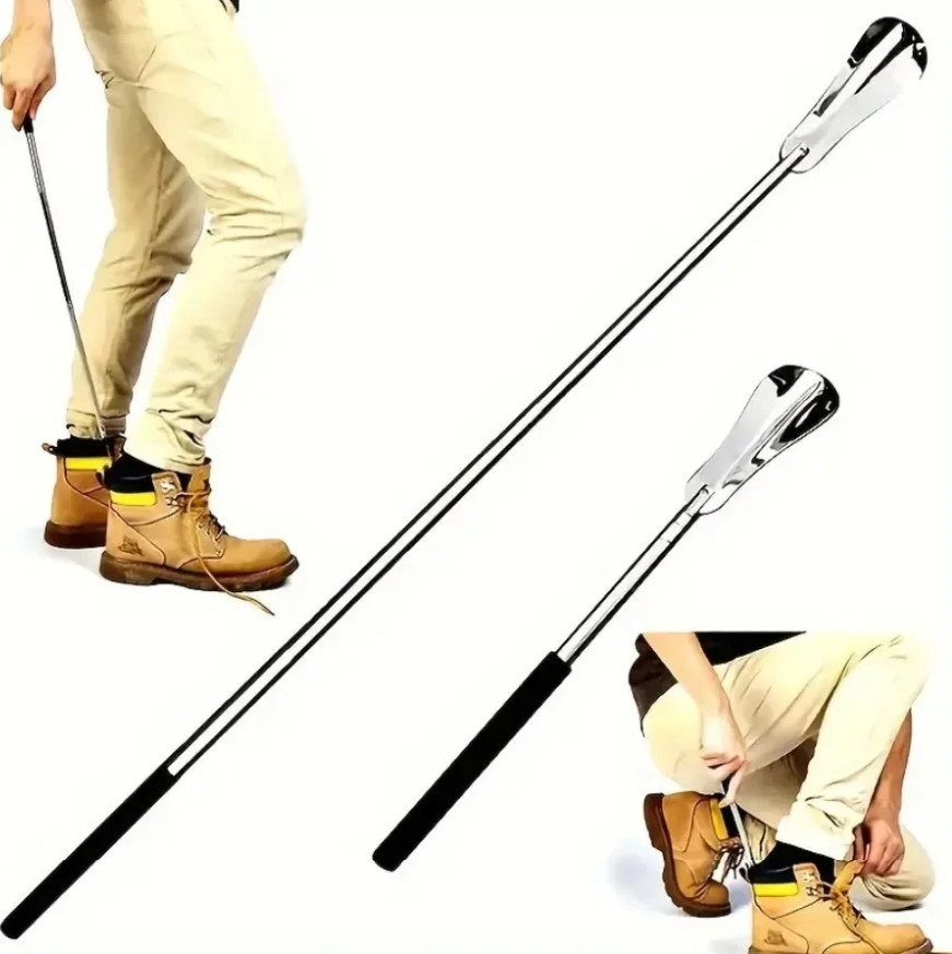 1pc Retractable Stainless Steel Shoehorn Elderly Shoe Helper Puller Tool - NEW